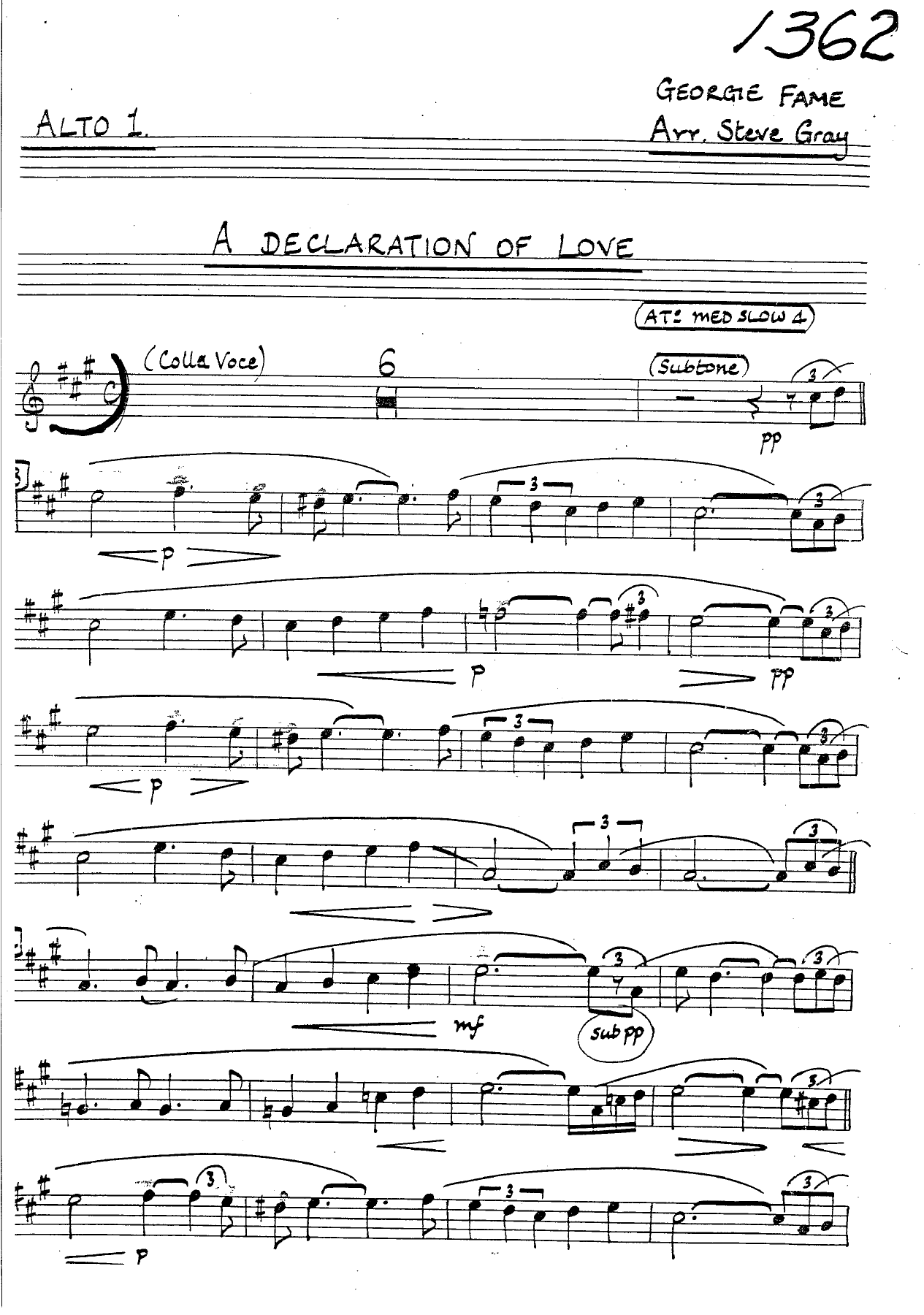 A Declaration Of Love (S.Gray) voc — sheet music preview