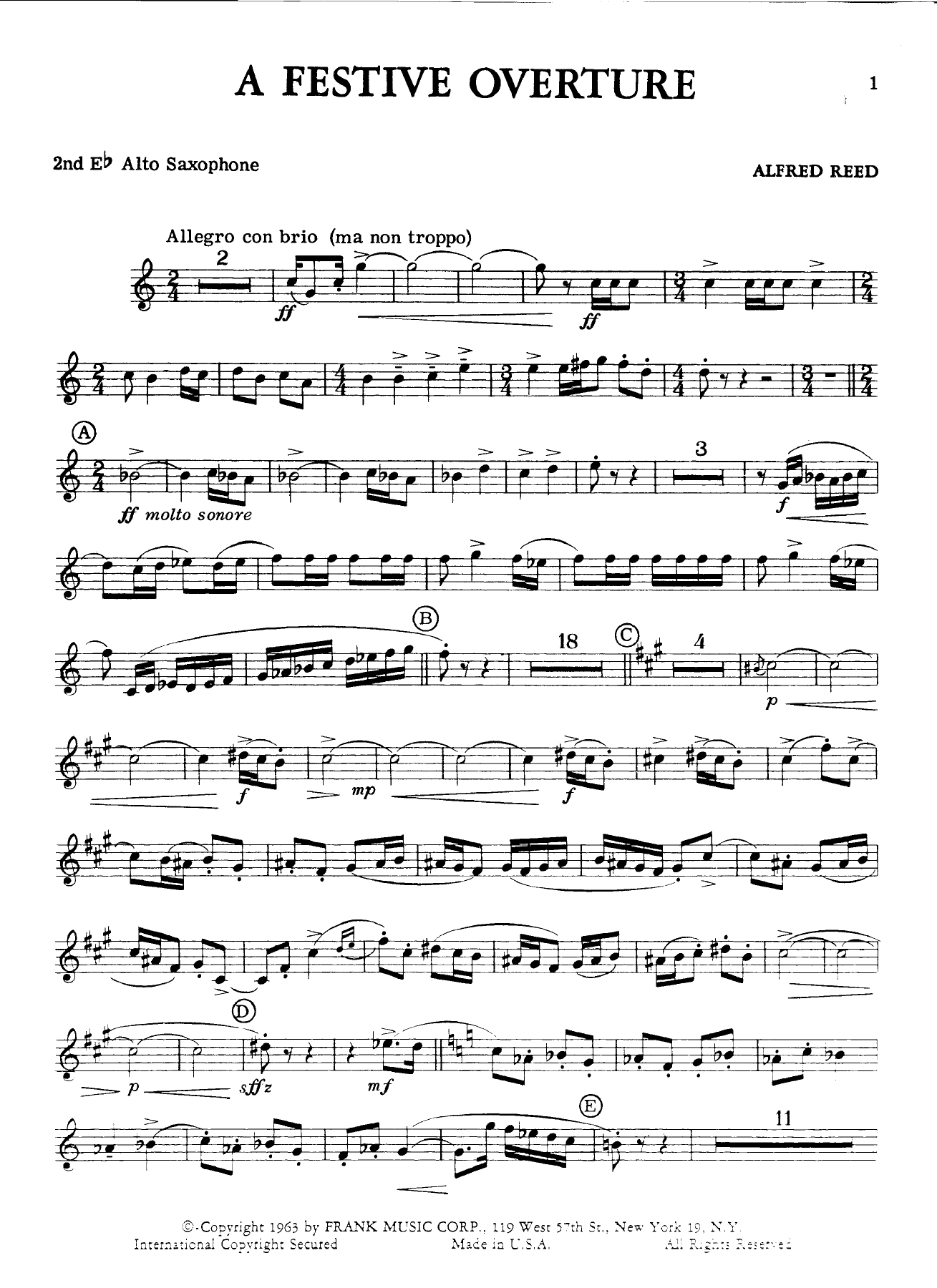 Eb alto saxophoneII — sheet music cover (first page)
