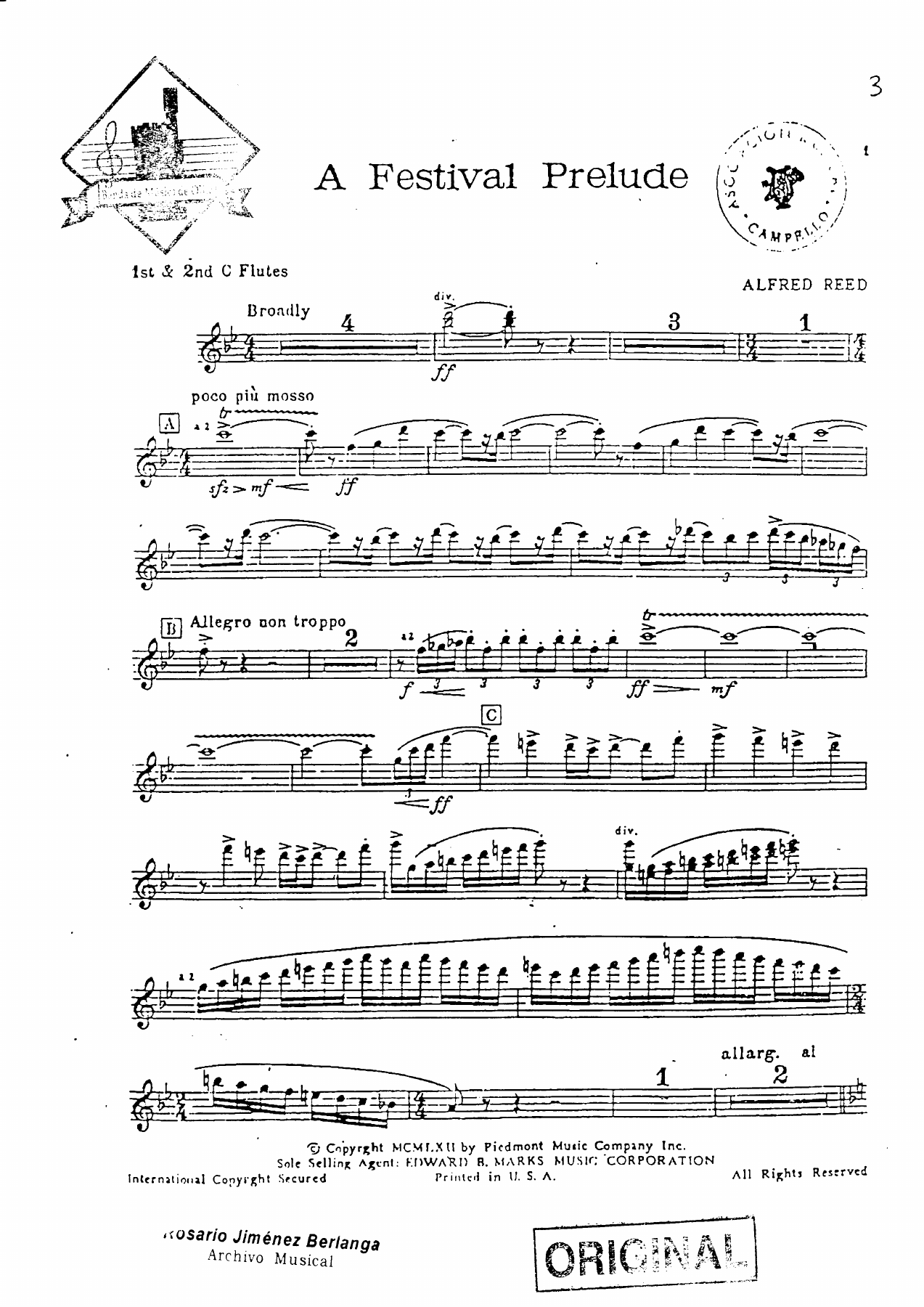 A festival Prelude — sheet music cover (first page)