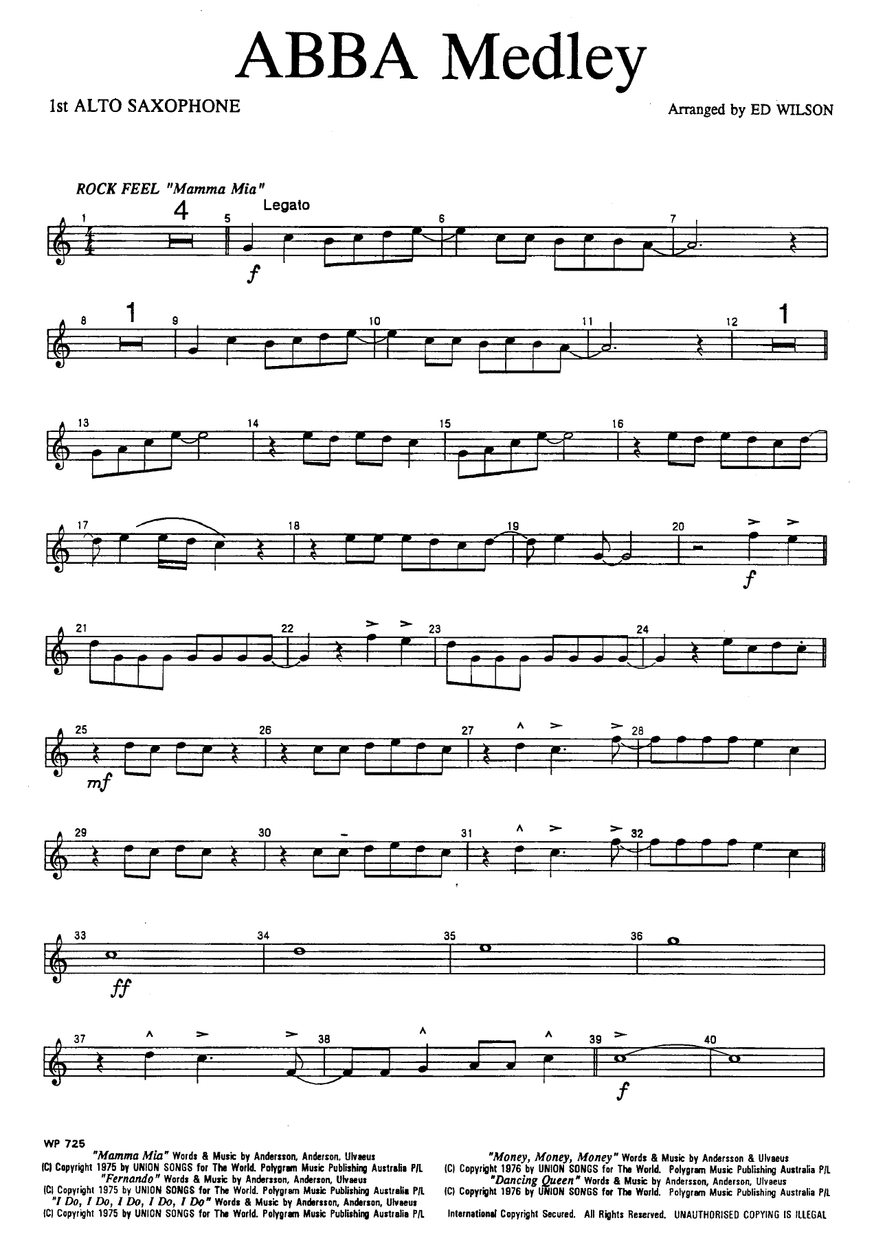 ABBA Medley (Ed Wilson) Vocal — big_band_vocal sheet music arranged by Ed Wilson | Pop