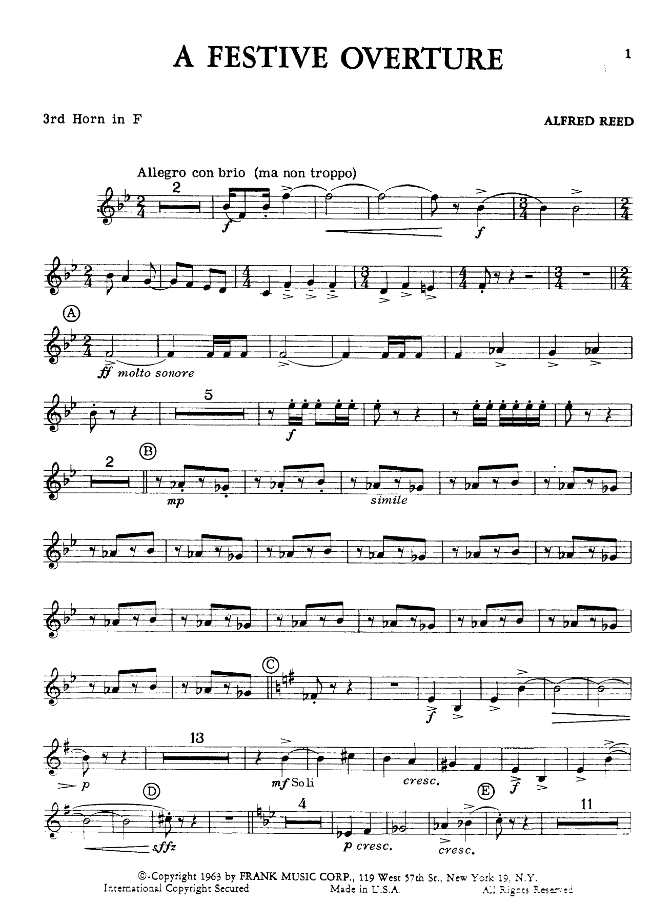 horn in f III — sheet music cover (first page)