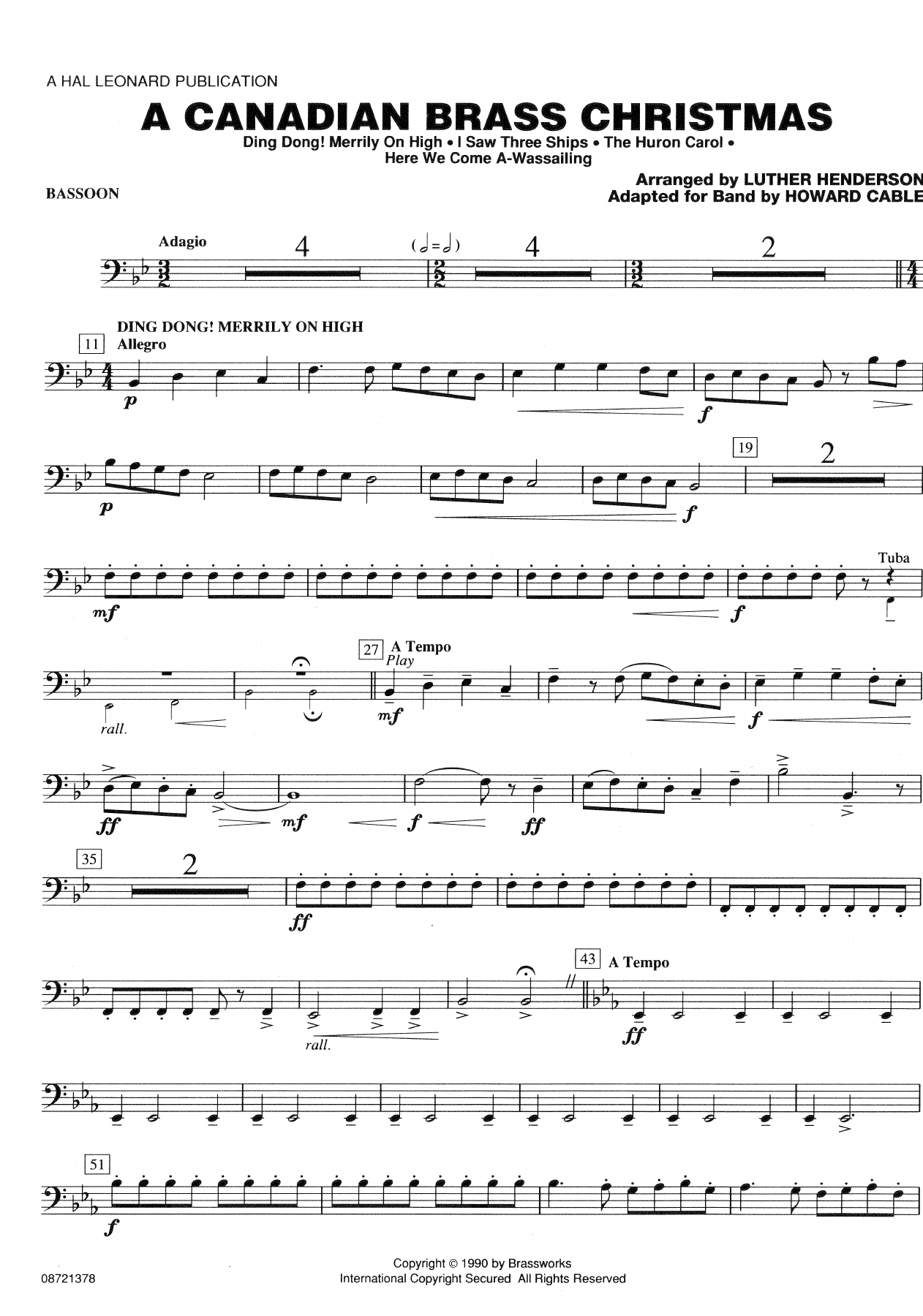 Canadian Brass Christmas-Bassoon — concert_band sheet music arranged by Bassoon | Christmas
