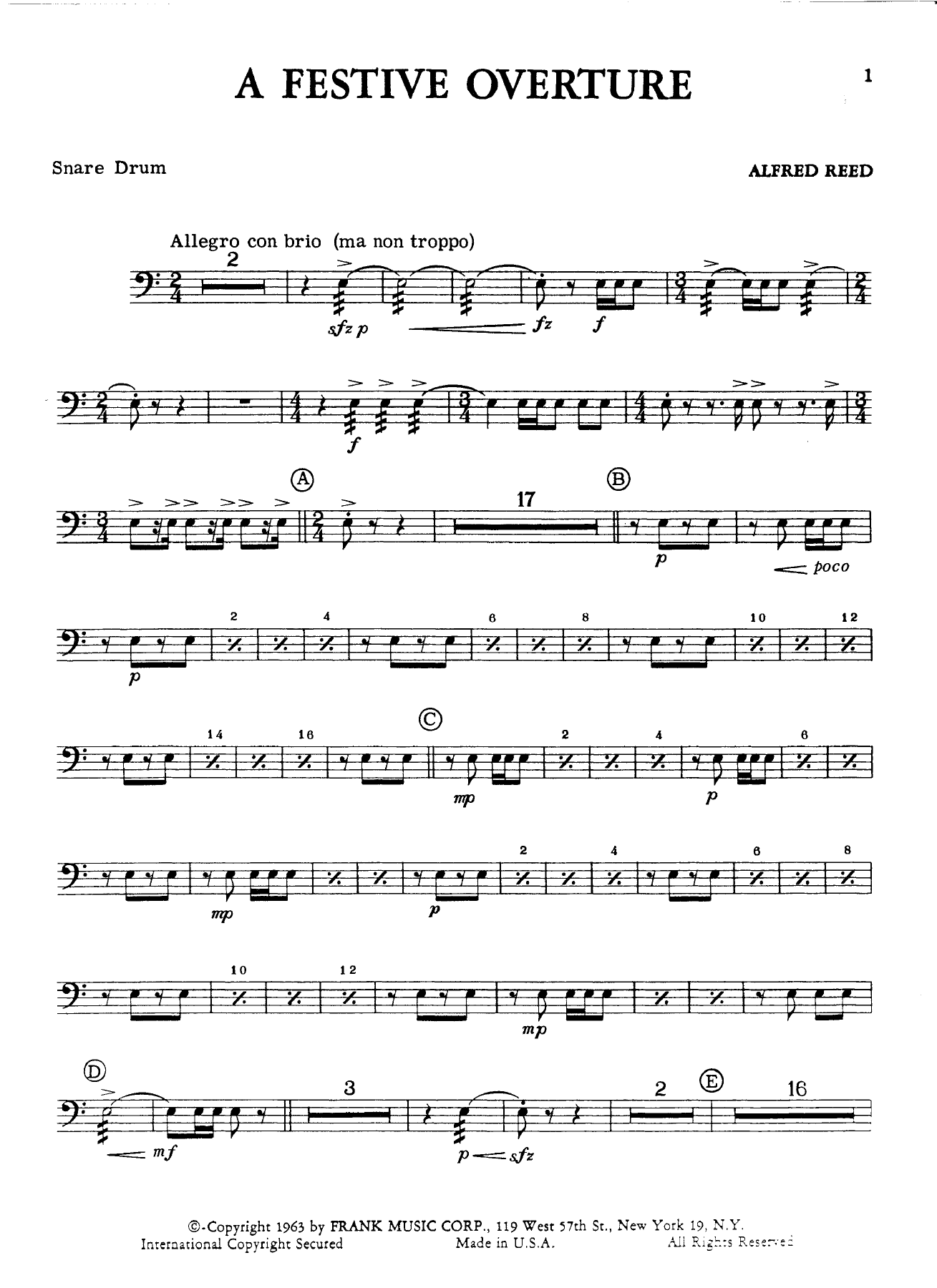 snare drum — sheet music cover (first page)