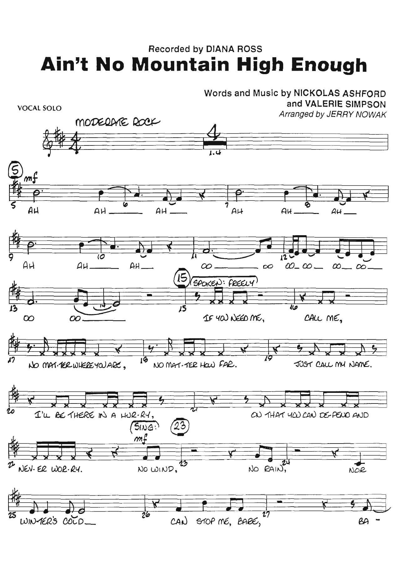Ain't No Mountain High Enough - Philip van Galen — Big Band Vocal sheet music by Vocal in B to D | Soul