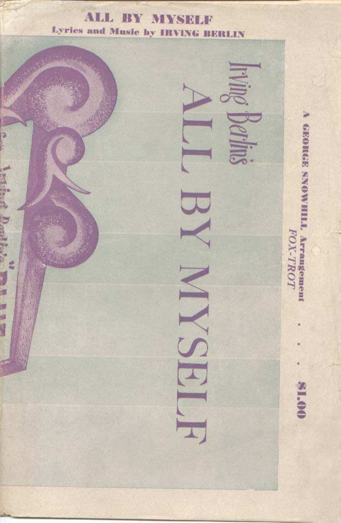 All By Myself arr George Snowhill — sheet music cover (first page)