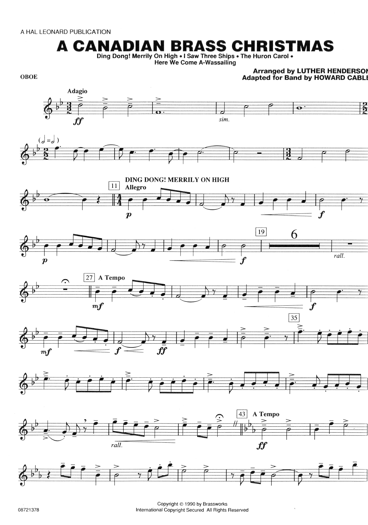 Canadian Brass Christmas-Oboe — concert_band sheet music arranged by Oboe | Christmas