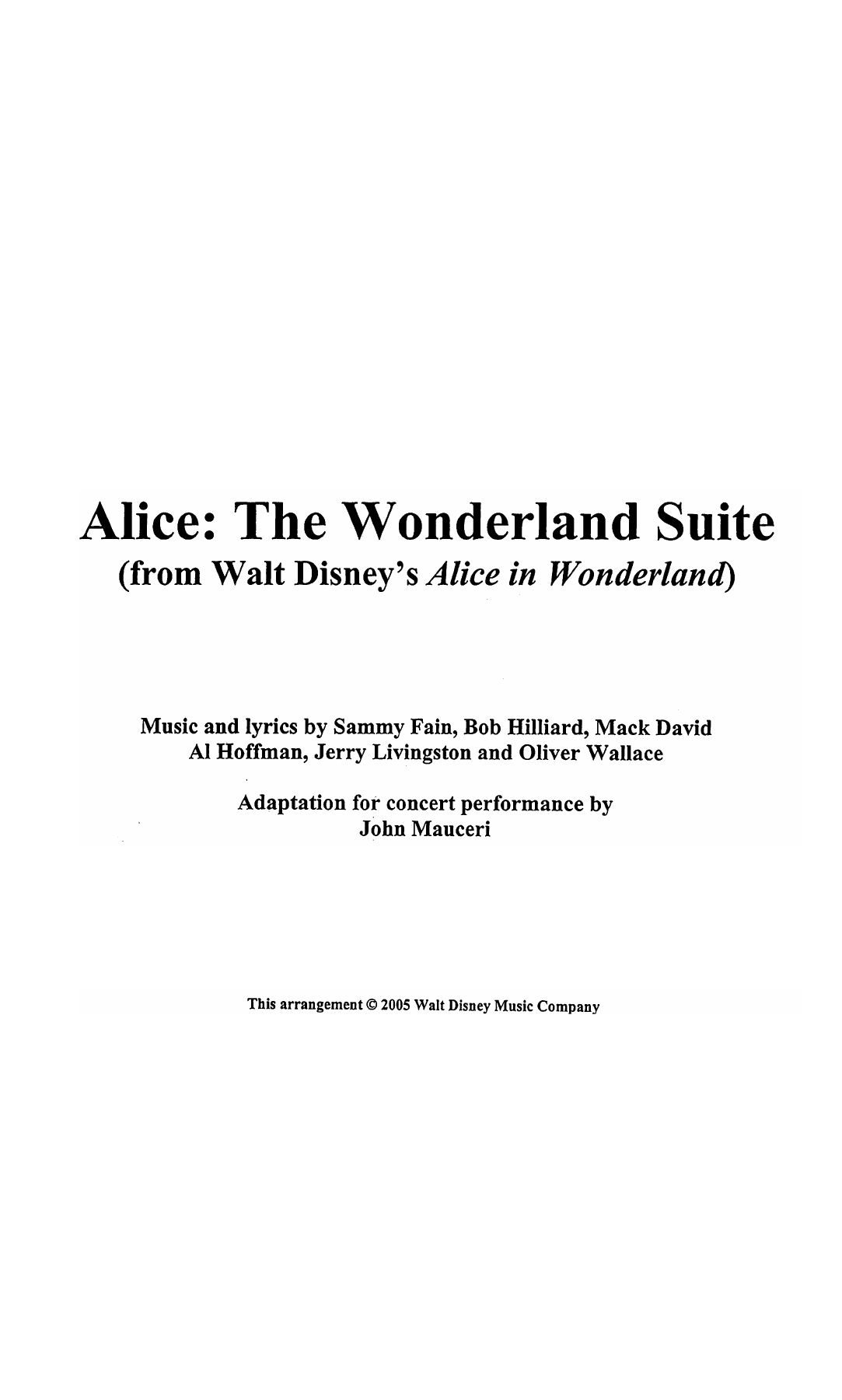 Alice In Wonderland (suite) — sheet music cover (first page)