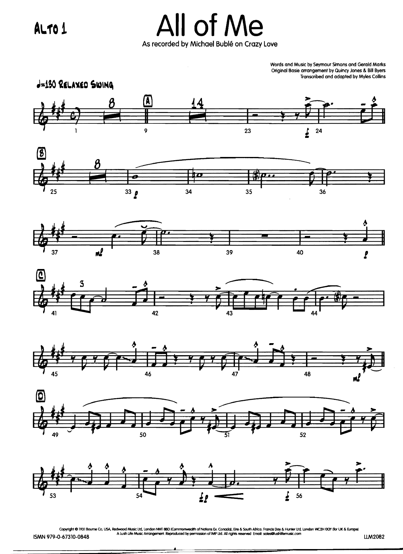 All of me Alto — sheet music cover (first page)