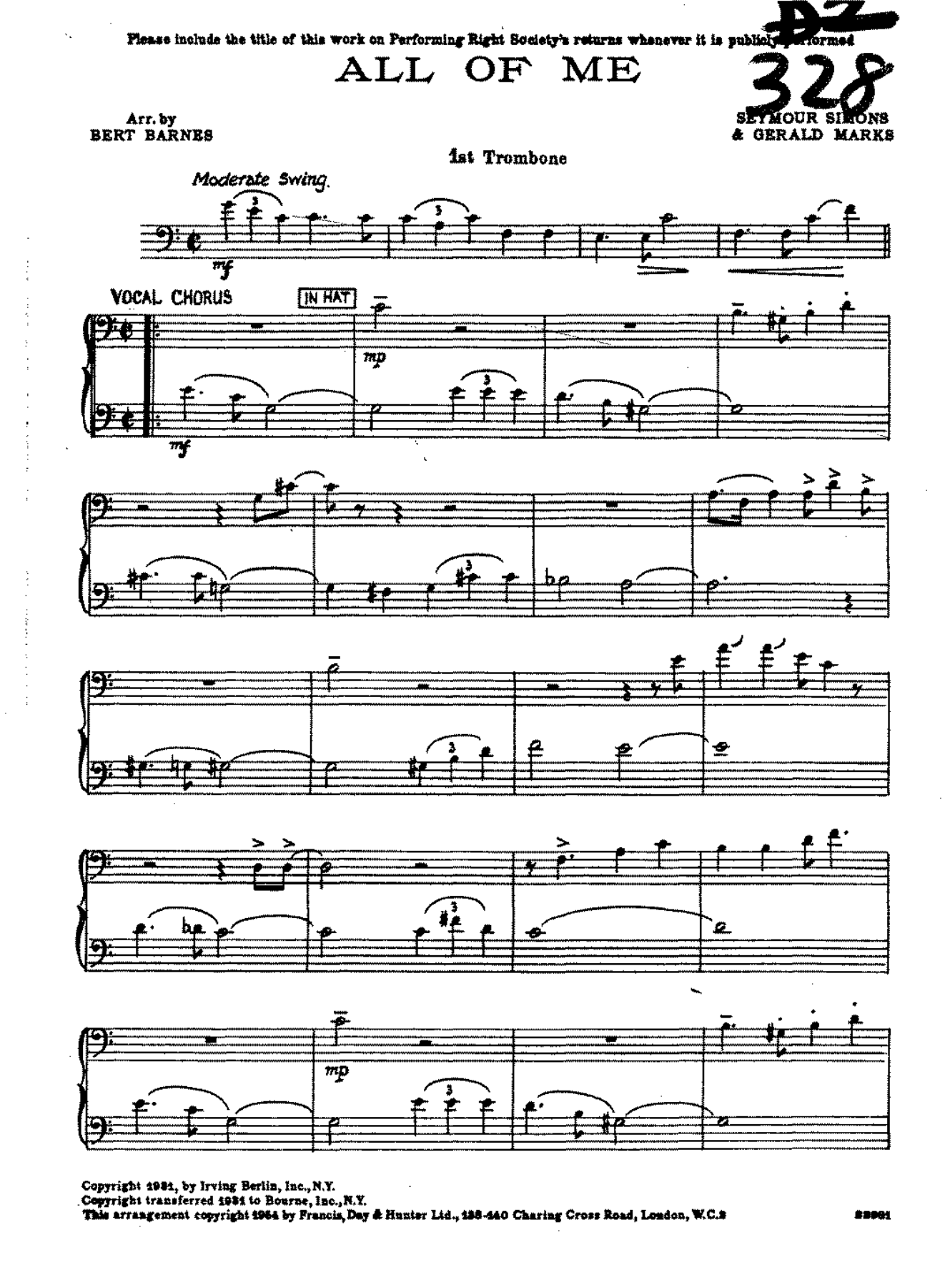 Trombone Parts — big_band_vocal sheet music arranged by BERT BARNES | Jazz Standard