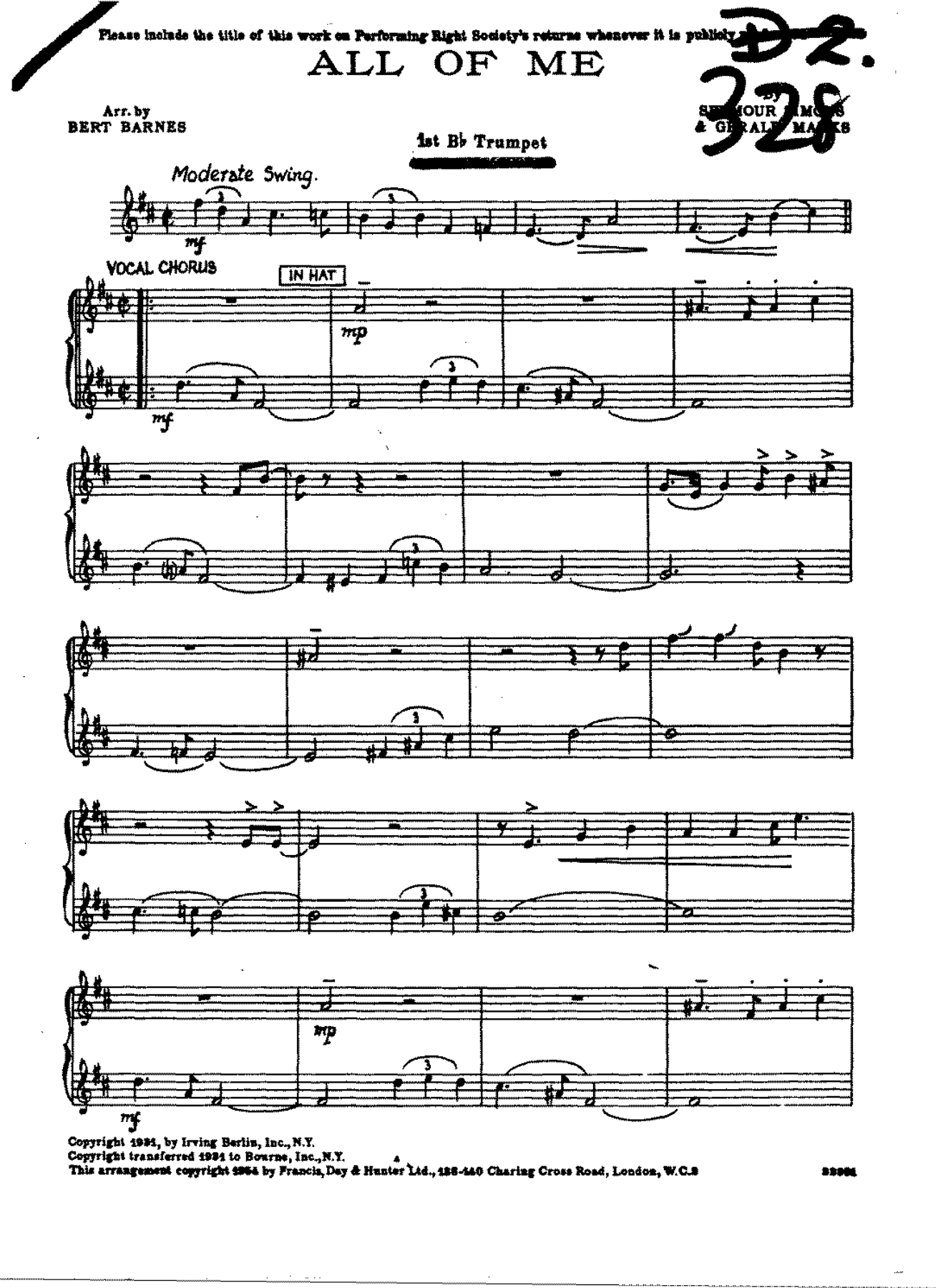Trumpet Parts — sheet music cover (first page)