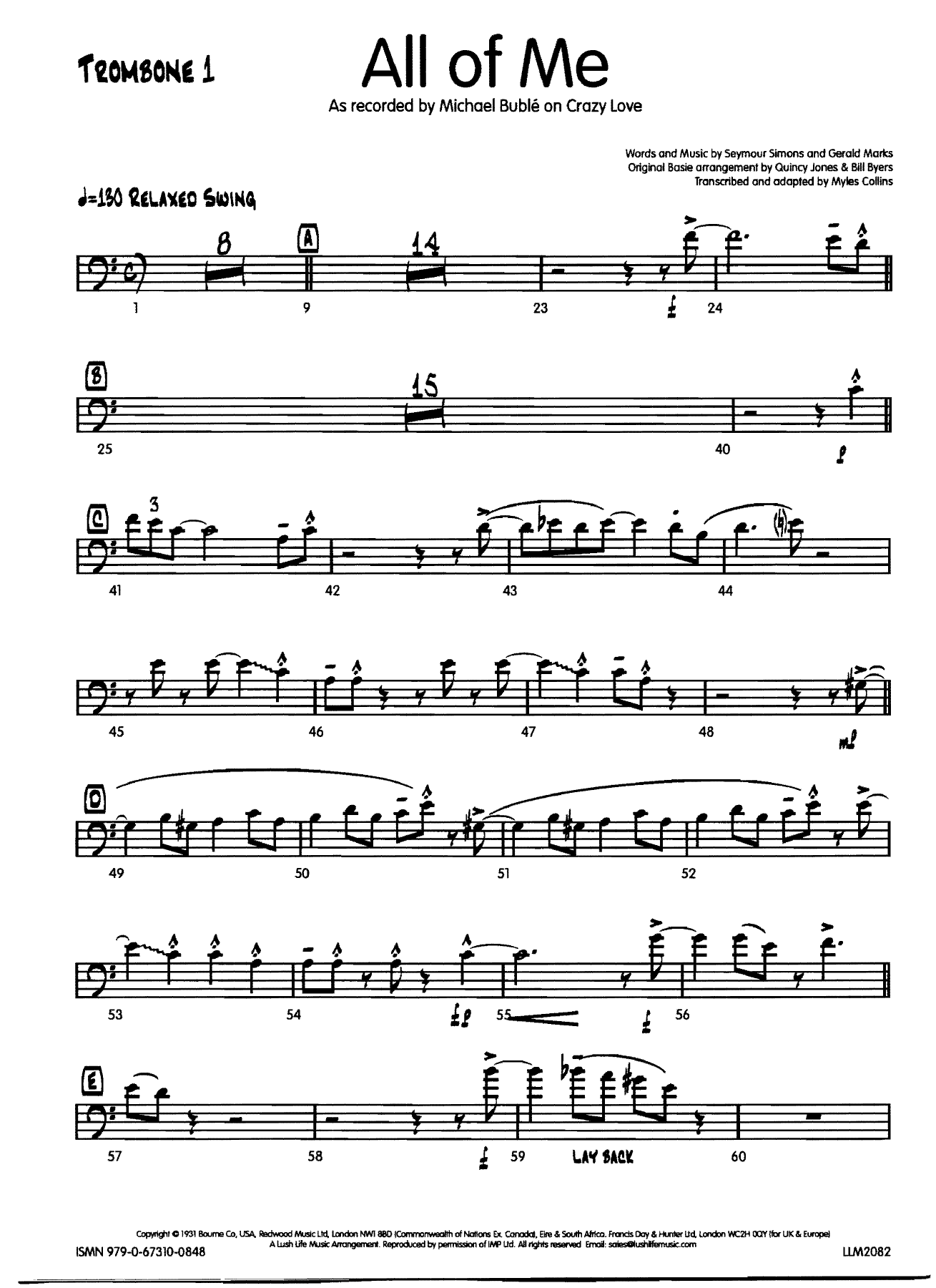 All of me Bone — sheet music cover (first page)