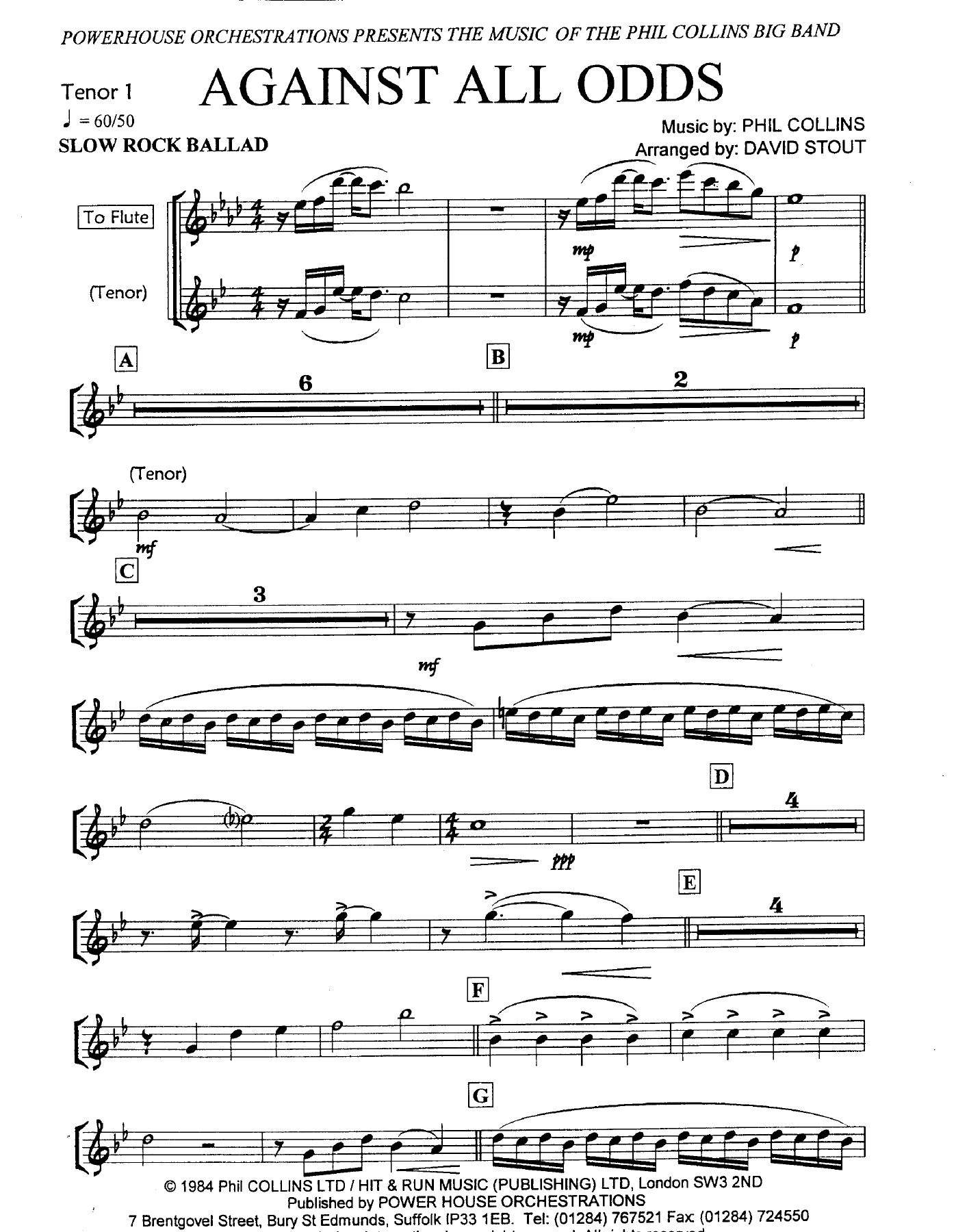 Tenor 1 Pg — concert_band sheet music arranged by DAVID STOUT | Traditional