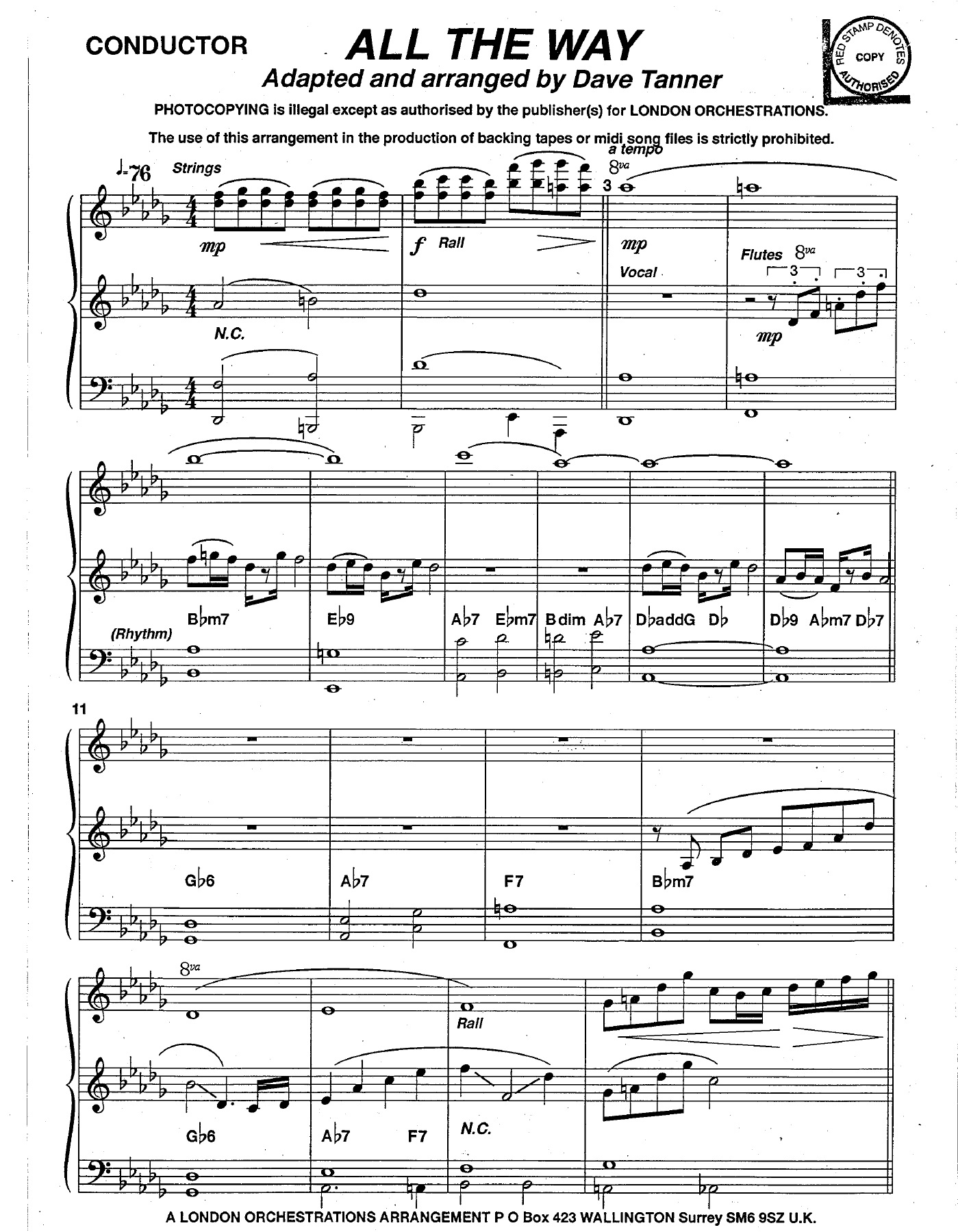 All The Way (D.Tanner) voc. — sheet music cover (first page)