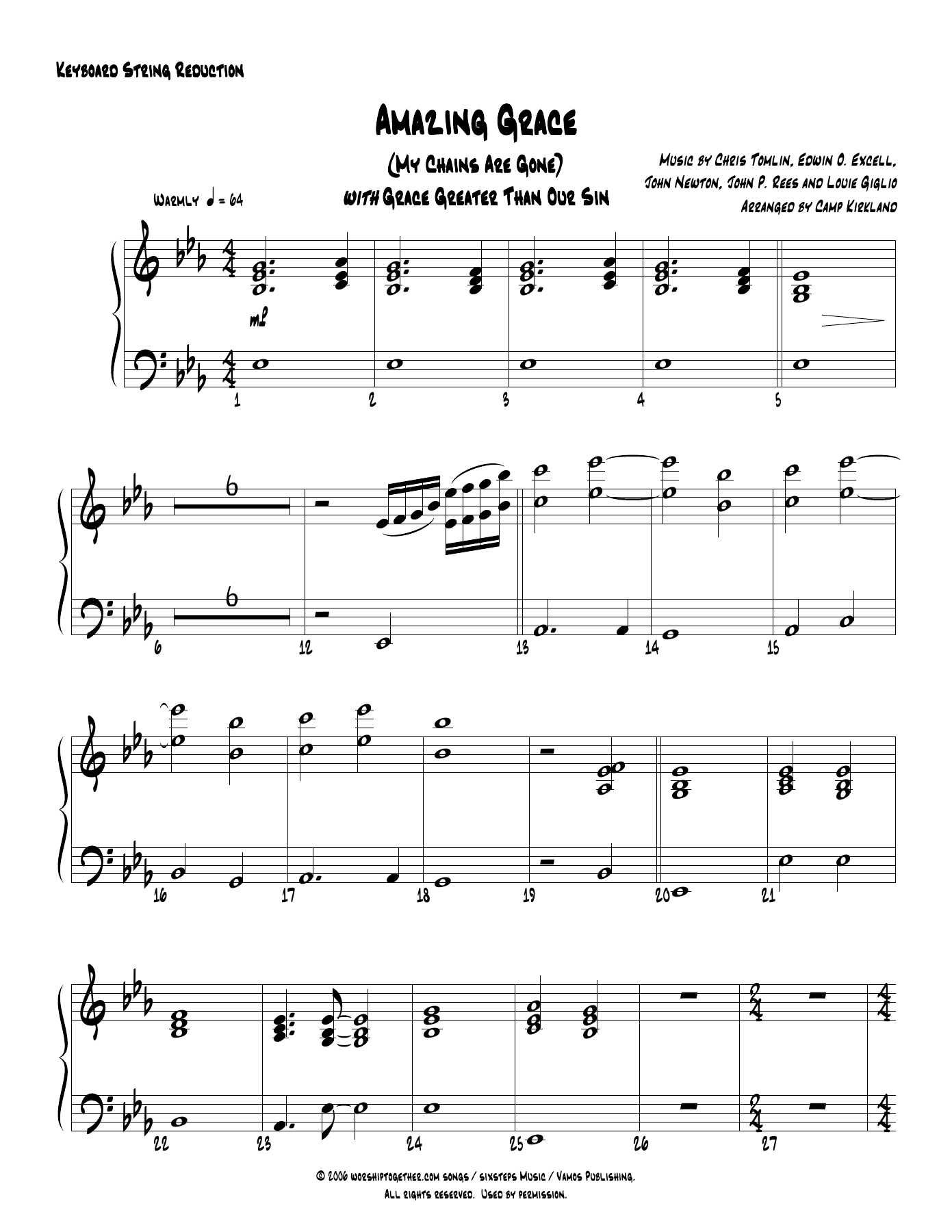 Amazing Grace Keystgs — sheet music cover (first page)