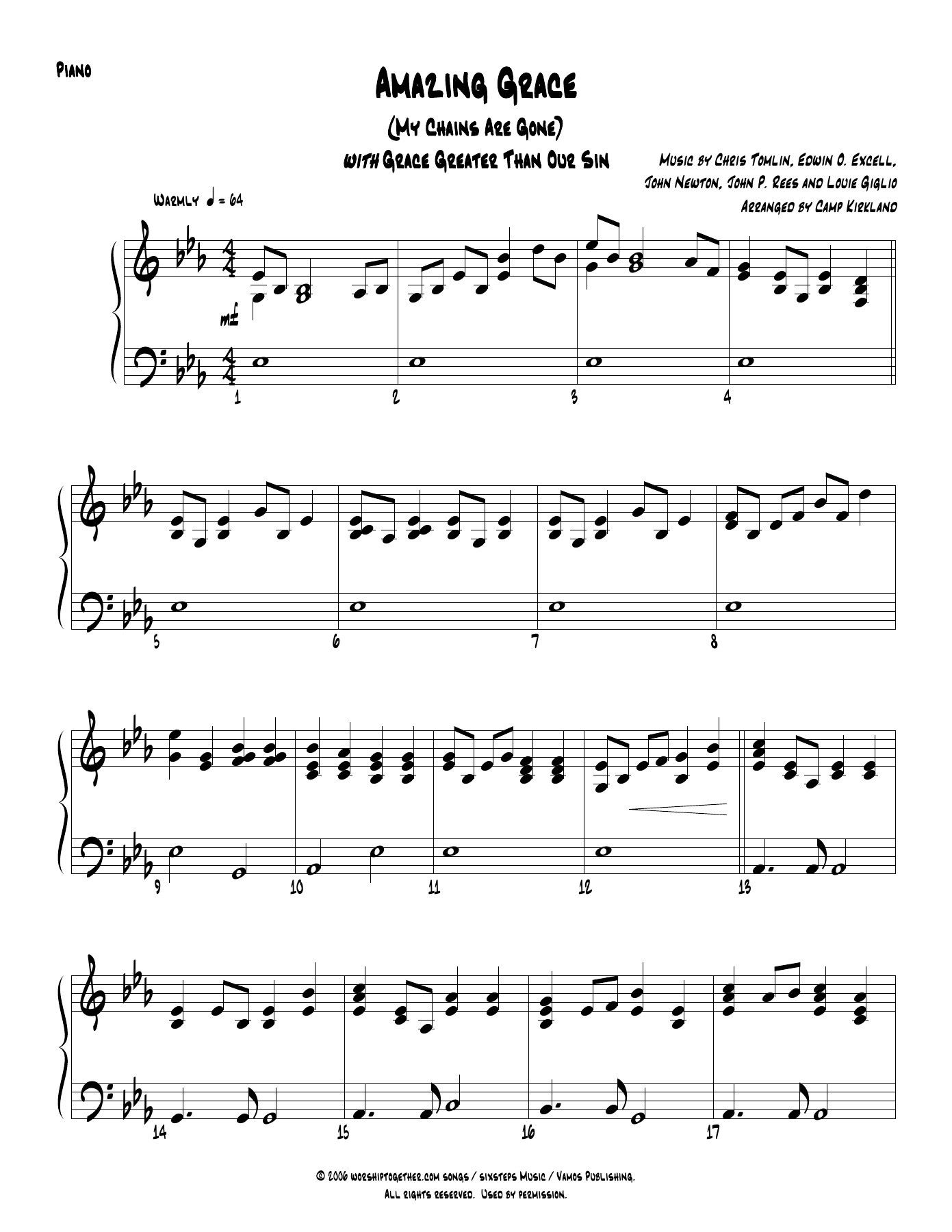 Amazing Grace Piano — sheet music cover (first page)
