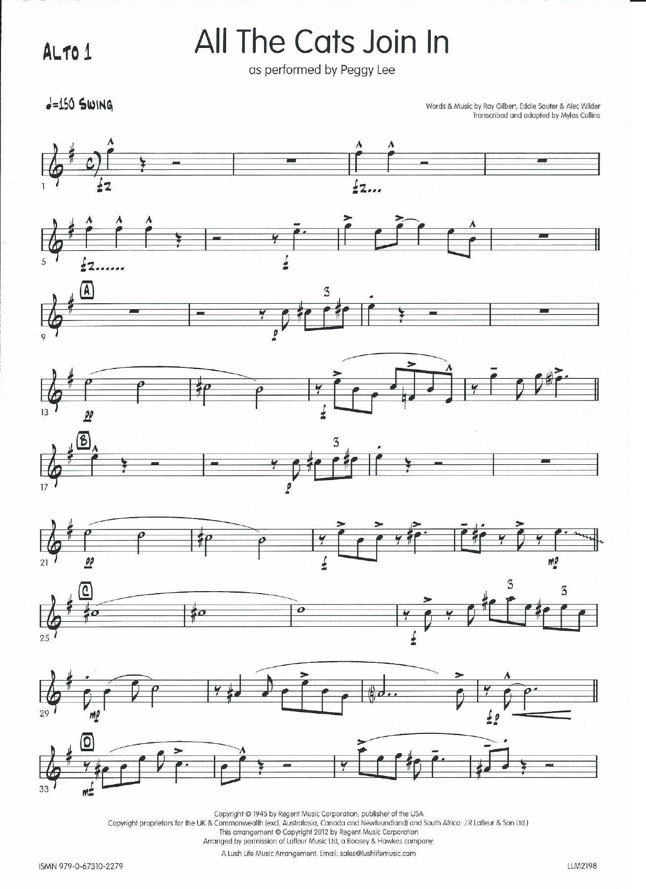 All The Cats Join In (M.Collins) P.Lee — sheet music preview