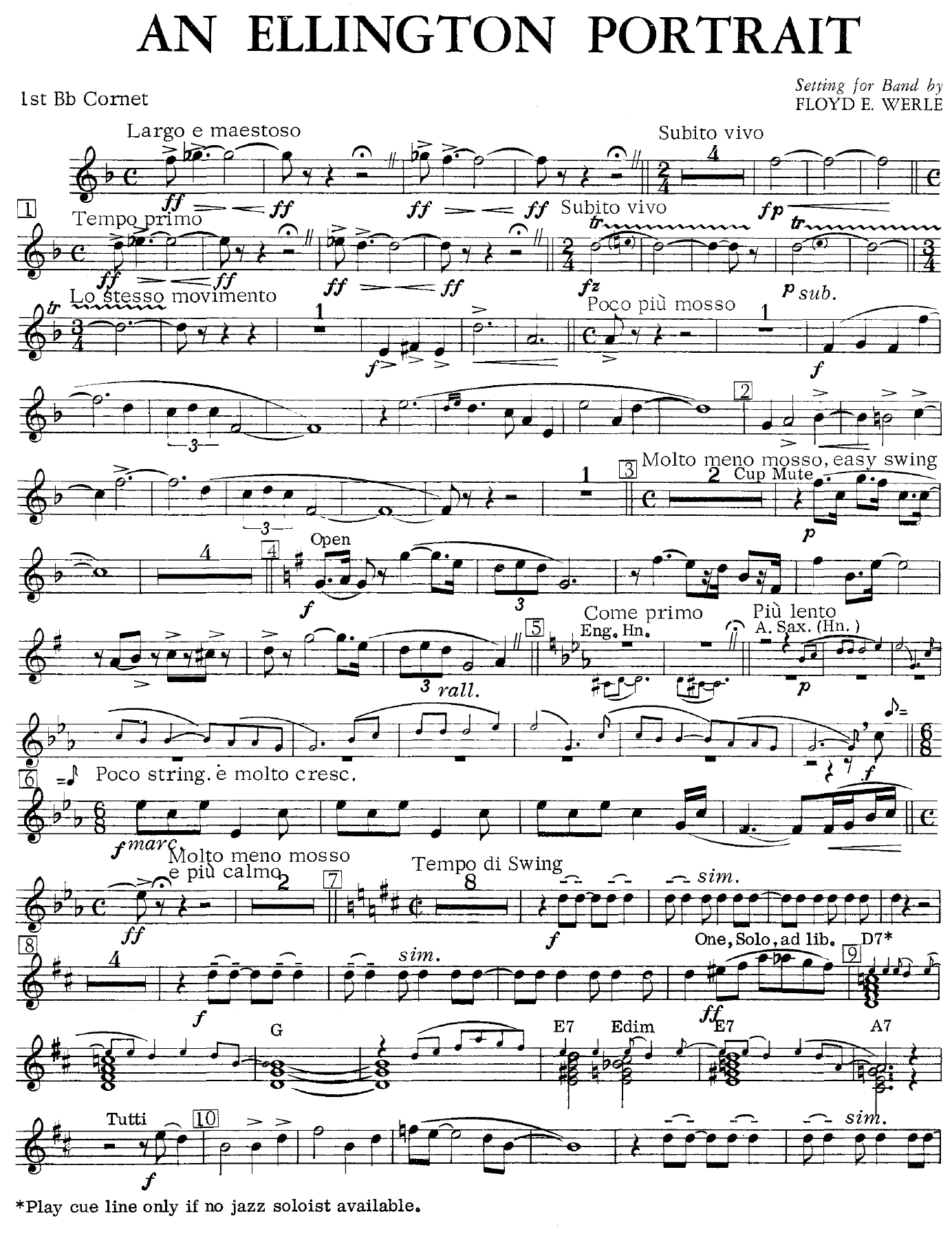 An Ellington Portrait brass — sheet music cover (first page)