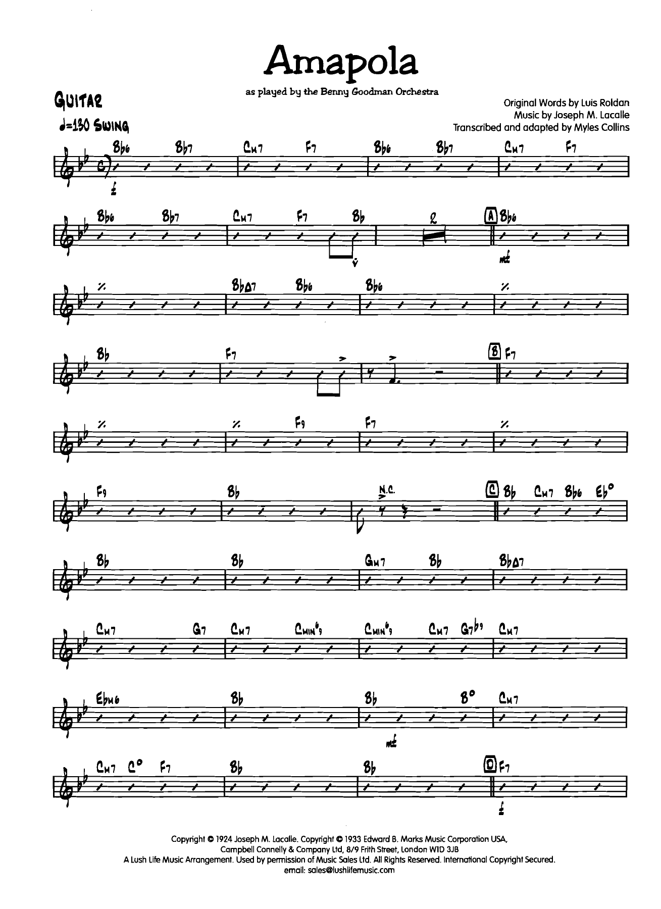 Amapola Guitar — sheet music cover (first page)
