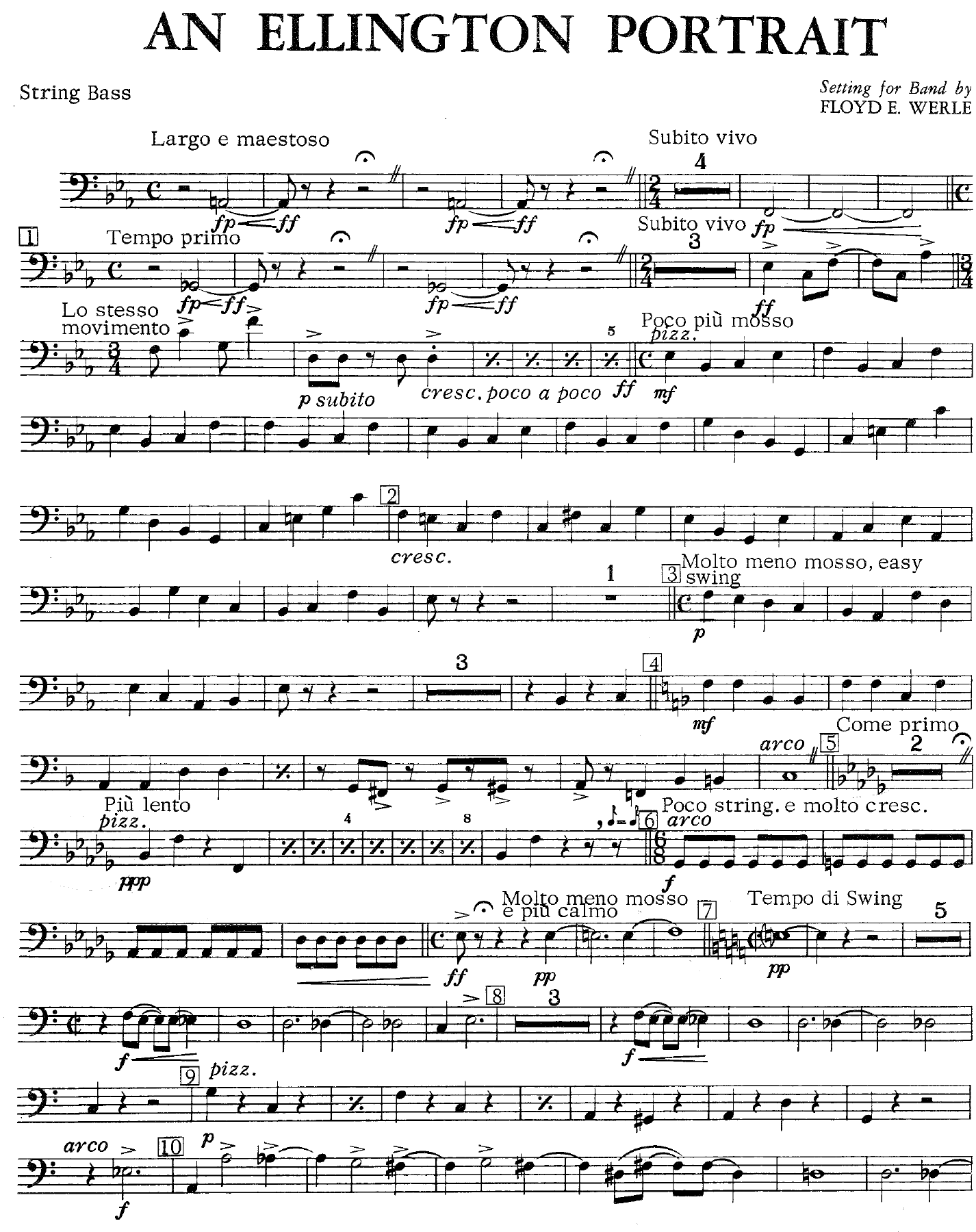 An Ellington Portrait string bass — sheet music cover (first page)