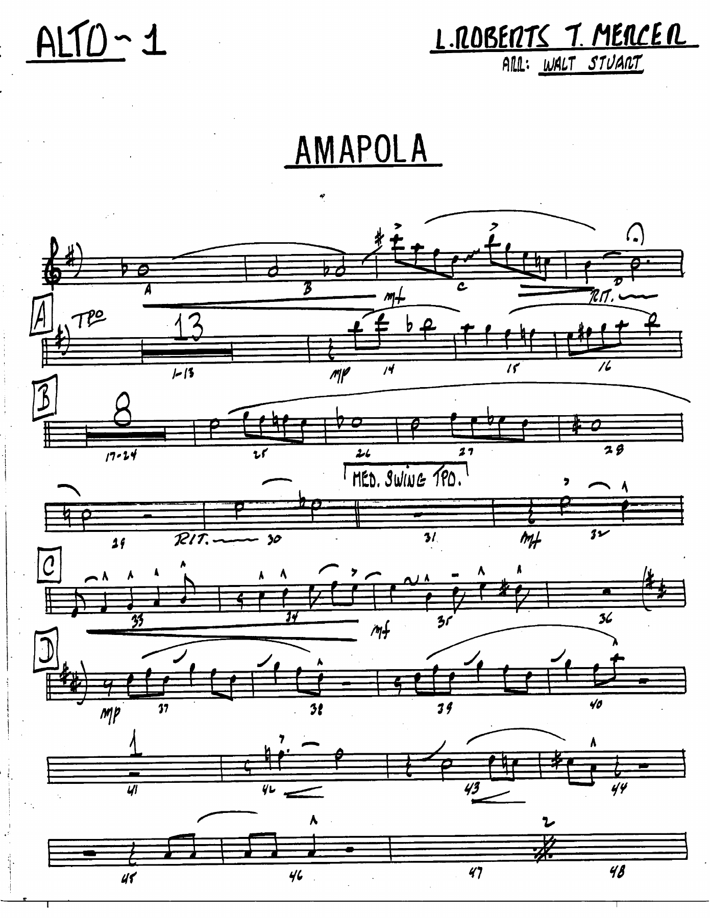 Amapola (W.Stuart) Vocal — sheet music cover (first page)