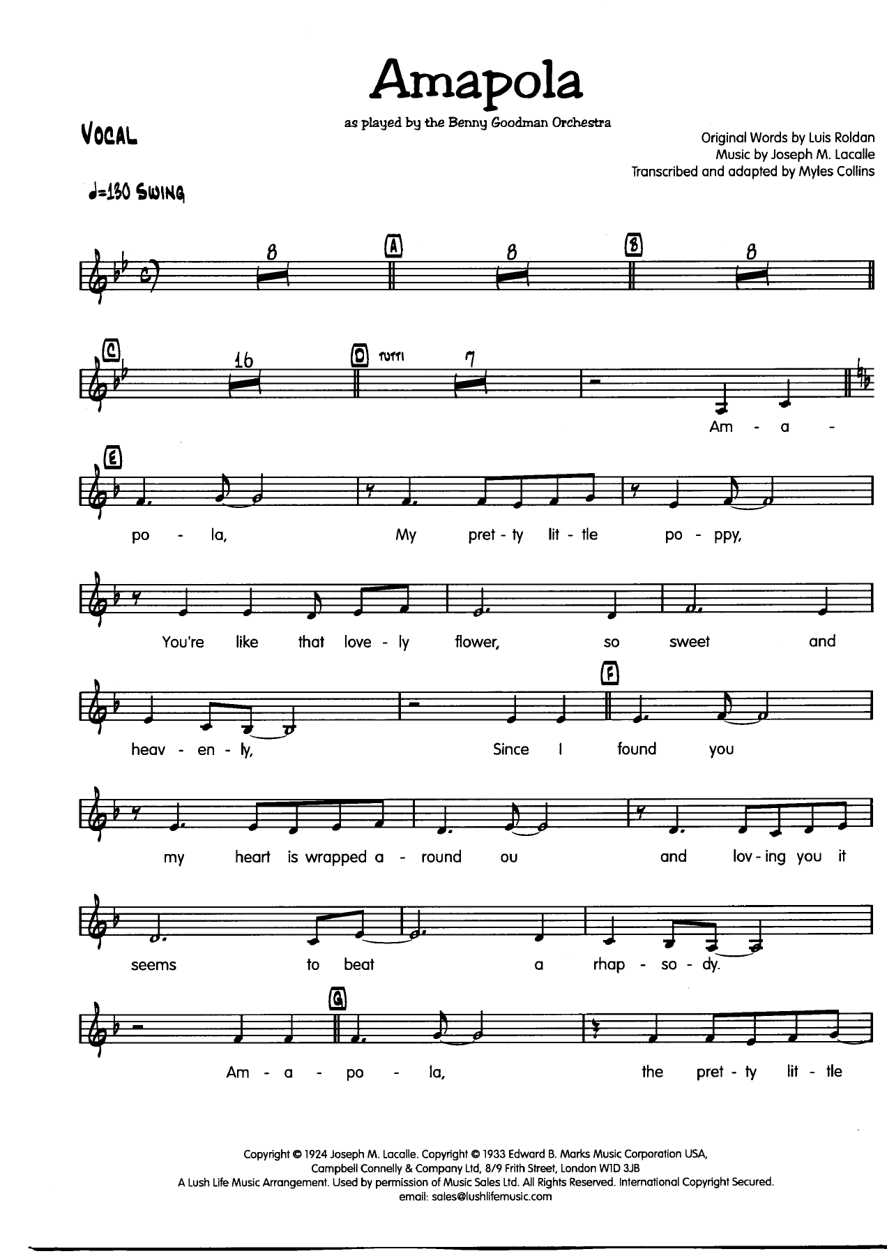 Amapola Vocal001 — sheet music cover (first page)