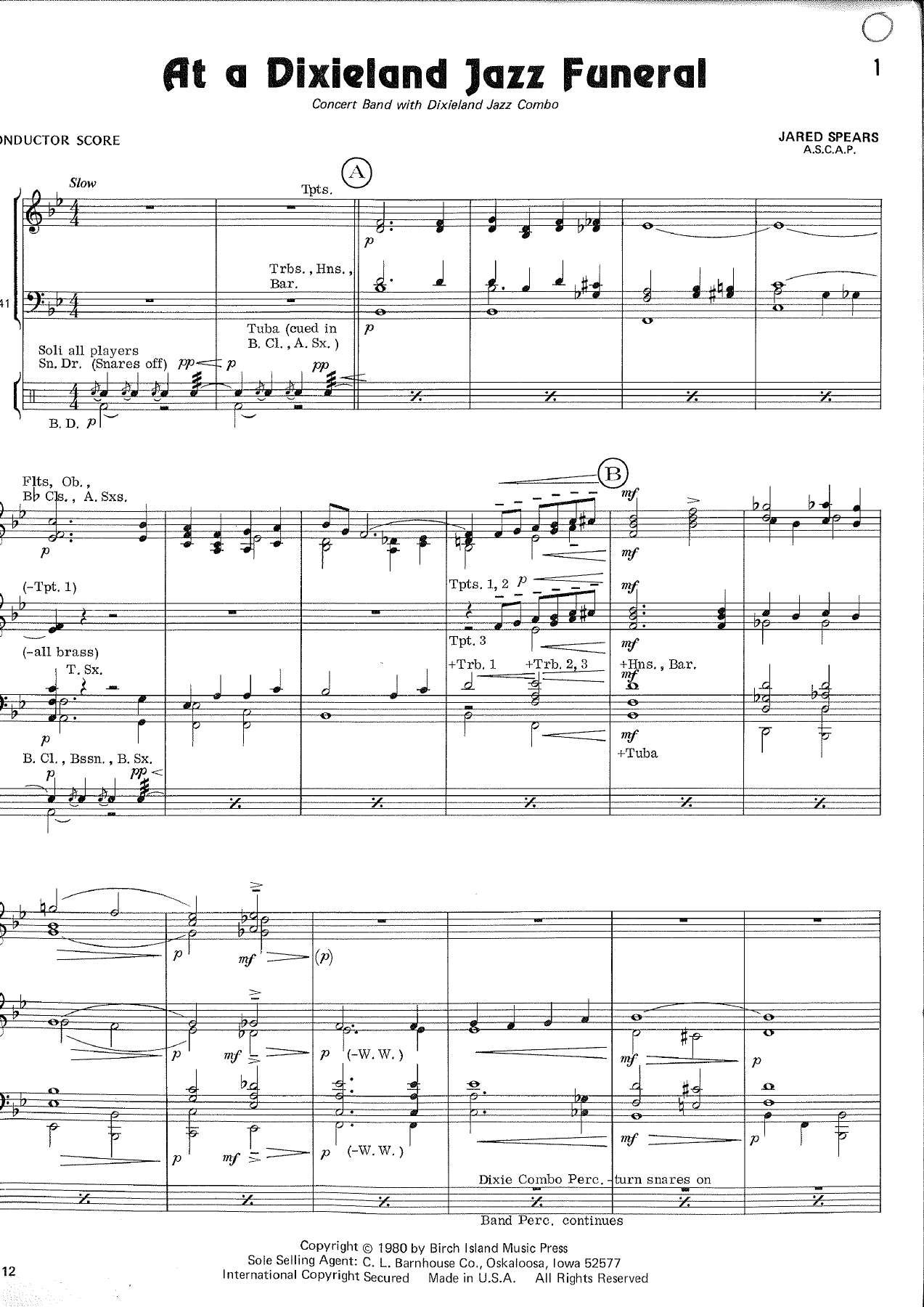 at a dixieland jazz funeral — sheet music preview