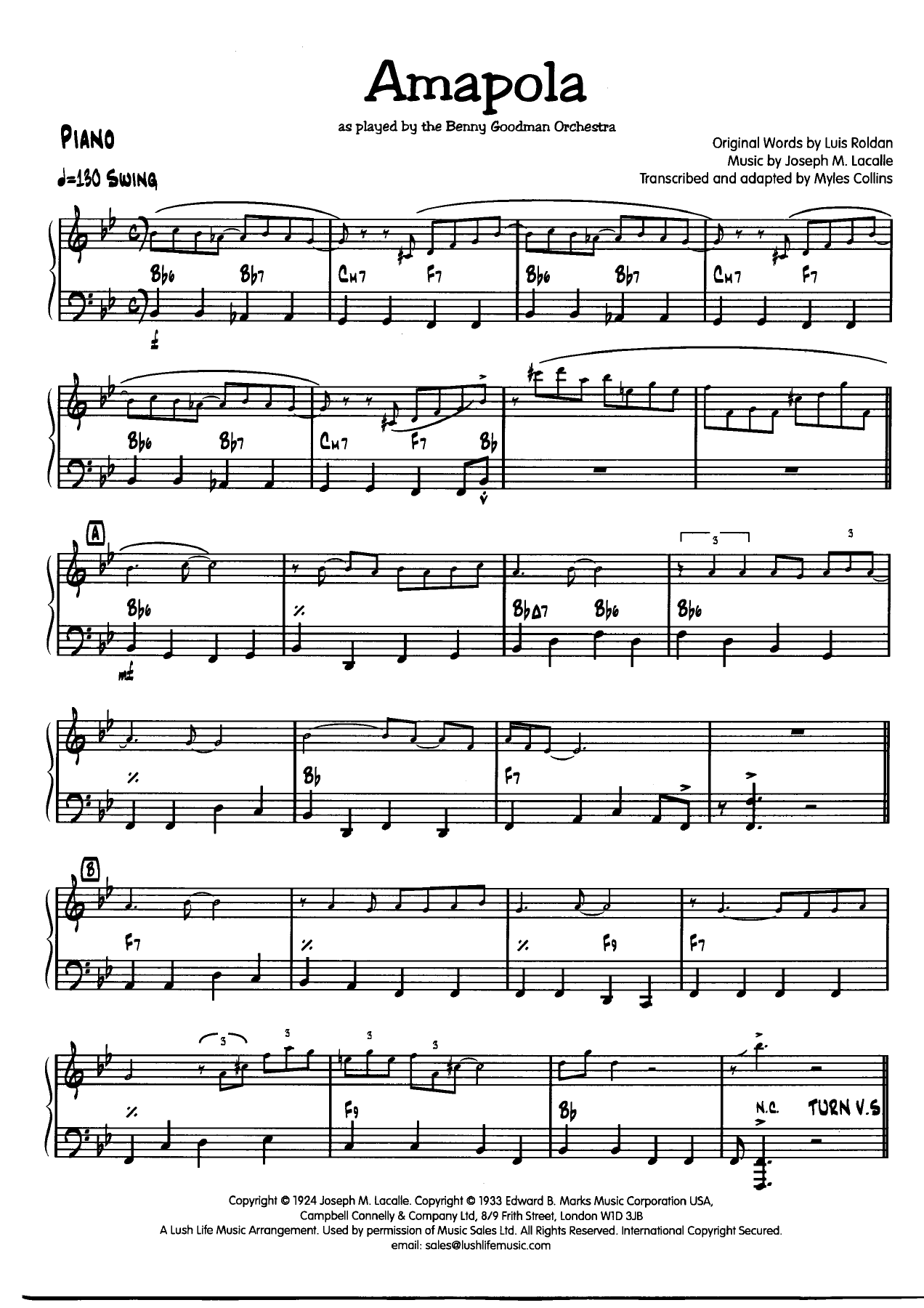 Amapola Piano001 — sheet music cover (first page)