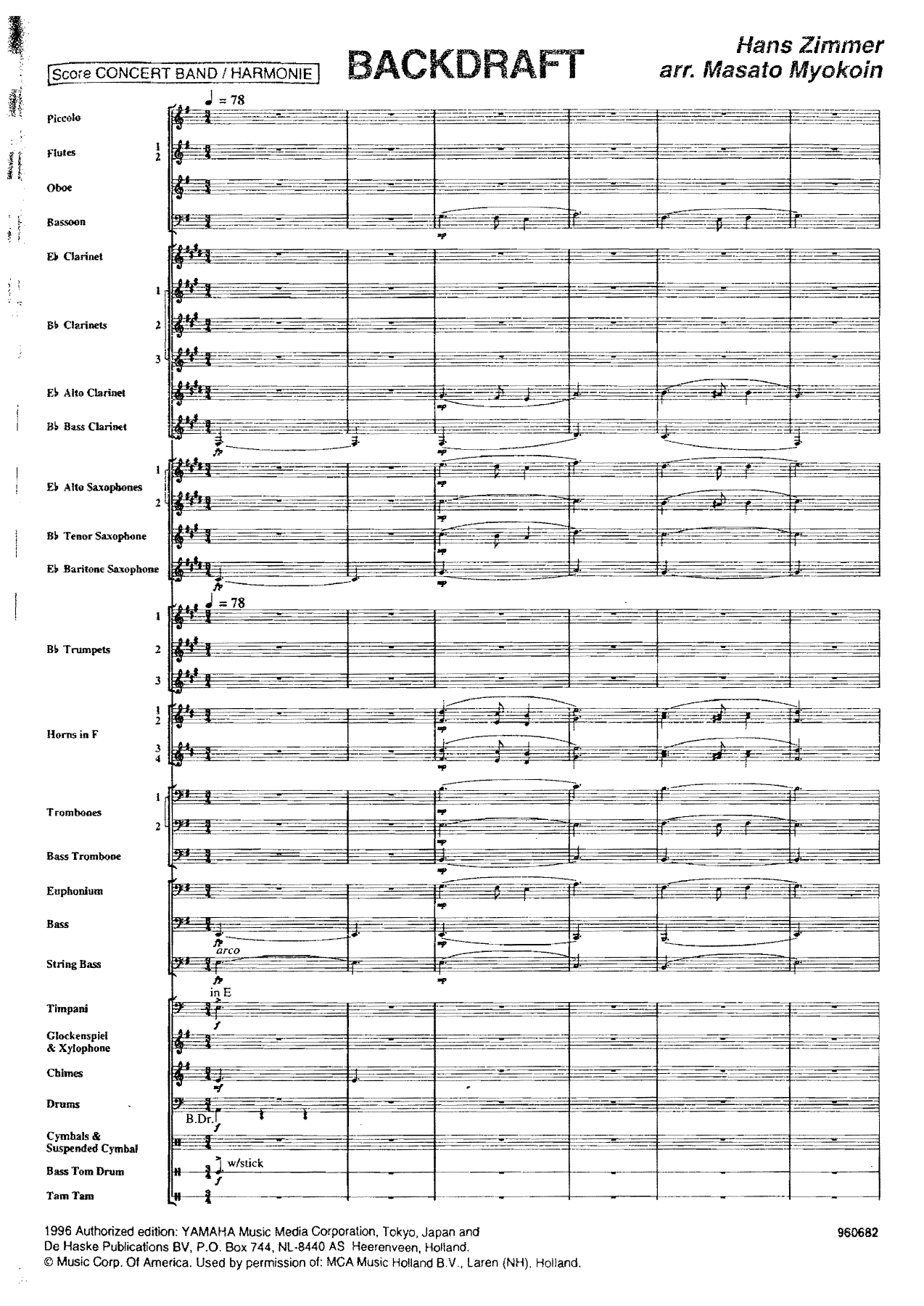 Backdraft — sheet music cover (first page)