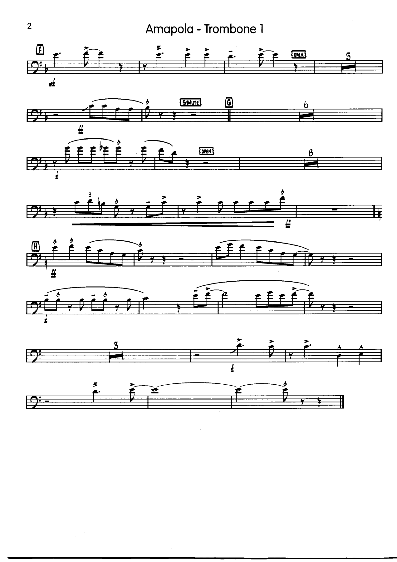 Amapola 1Trombone002 — sheet music cover (first page)