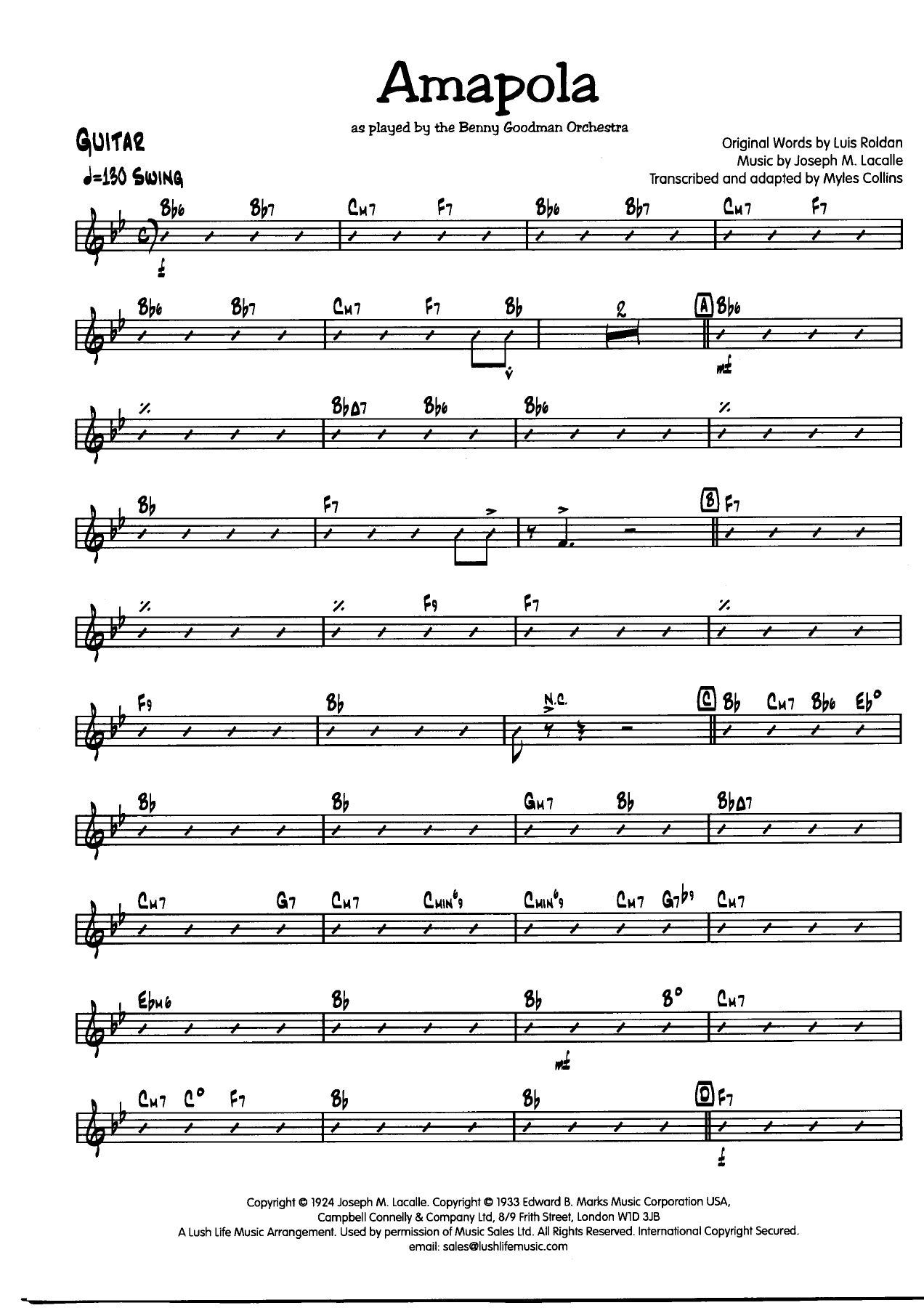 Amapola Guitar001 — sheet music cover (first page)