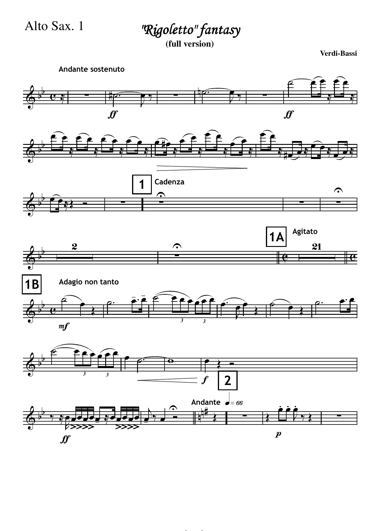 Rigoletto Fantasy Full PARTS — sheet music preview