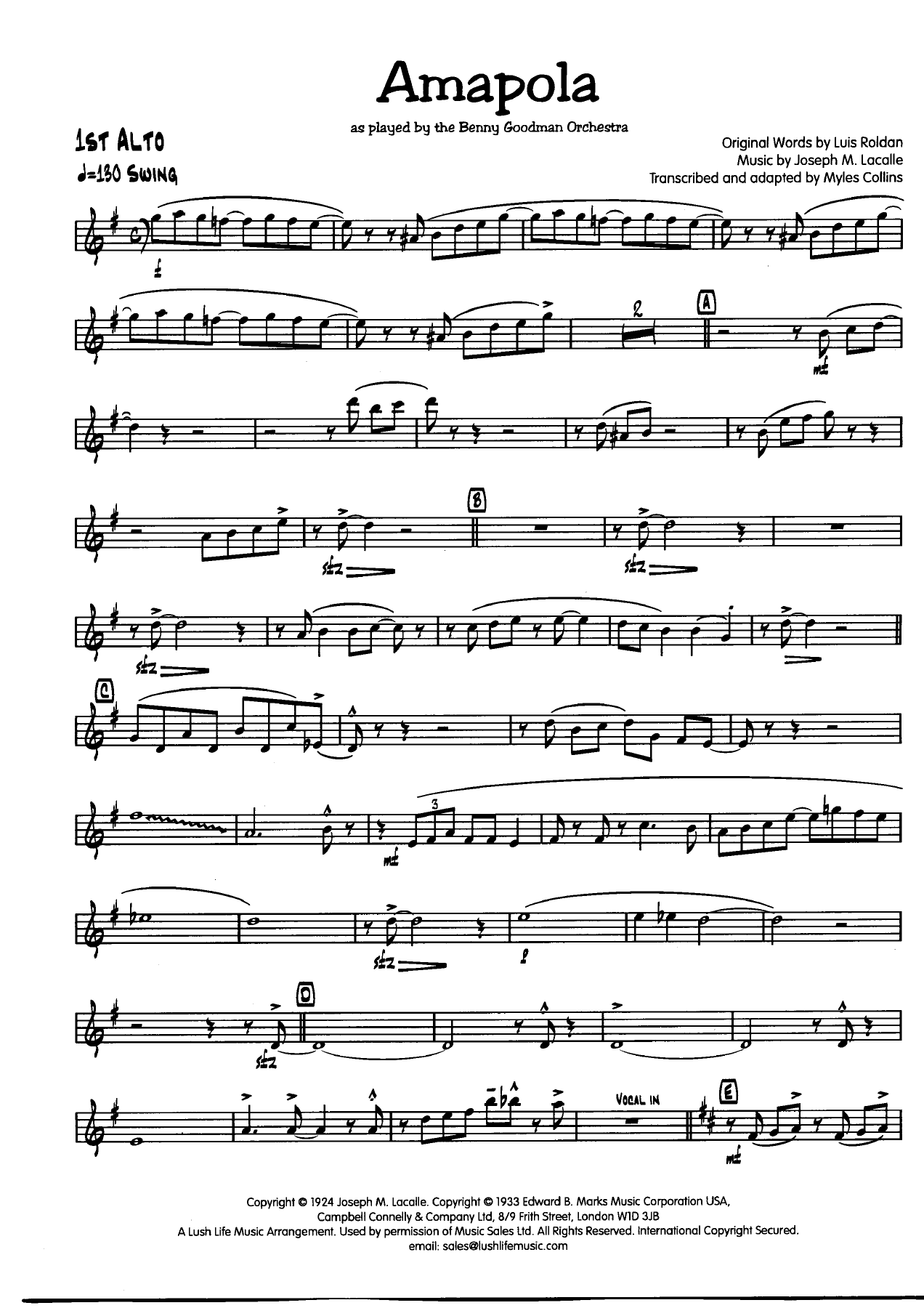 Amapola 1 Alto001 — sheet music cover (first page)