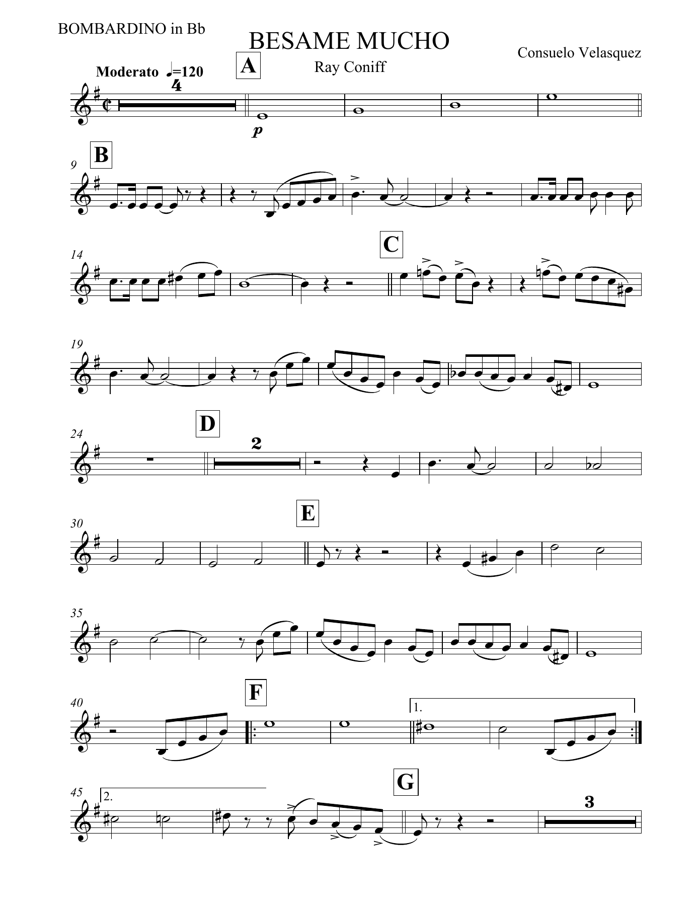 Besame Mucho BOMBARDINO — concert_band sheet music arranged by Ray Coniff | Latin Jazz