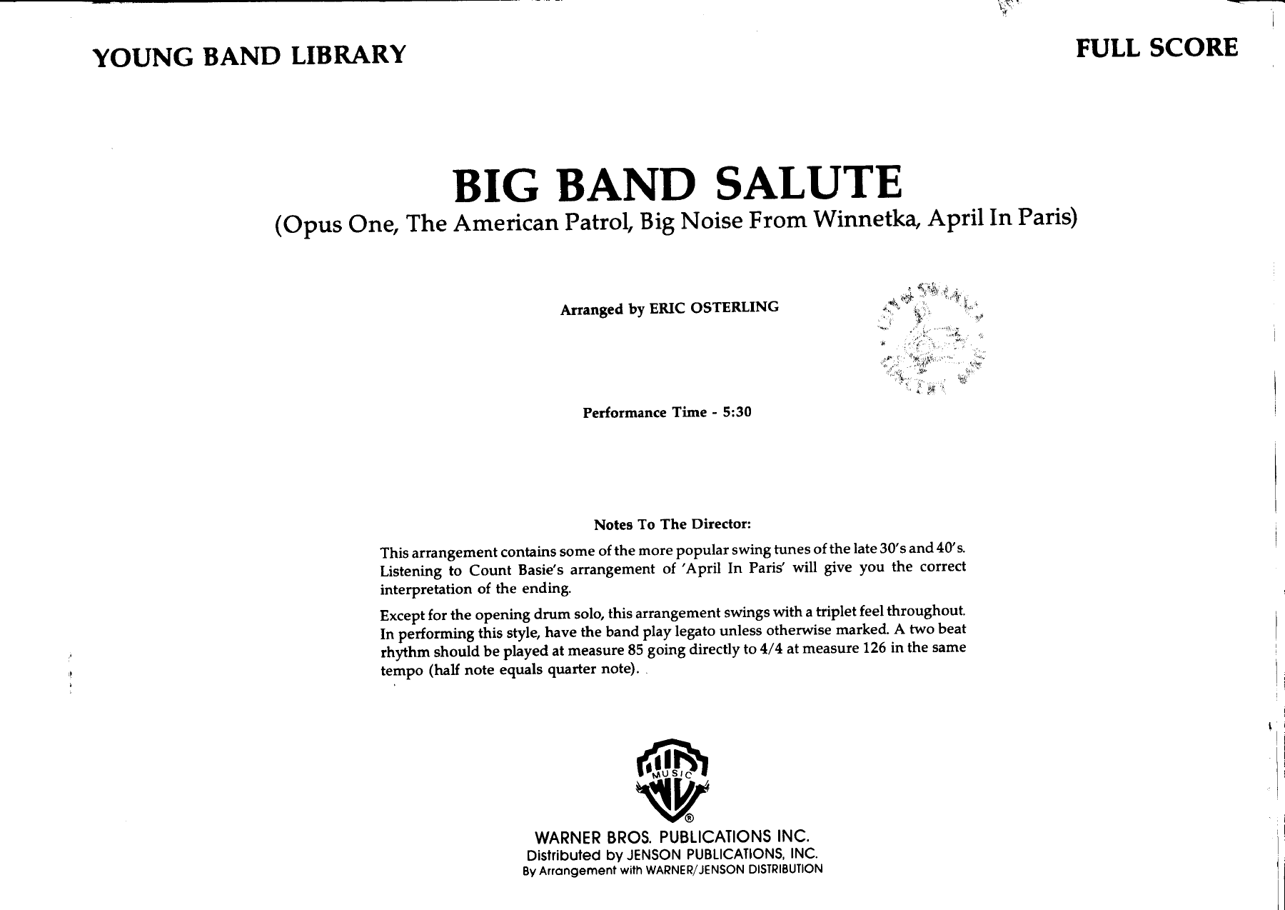 Big Band Salute — sheet music cover (first page)