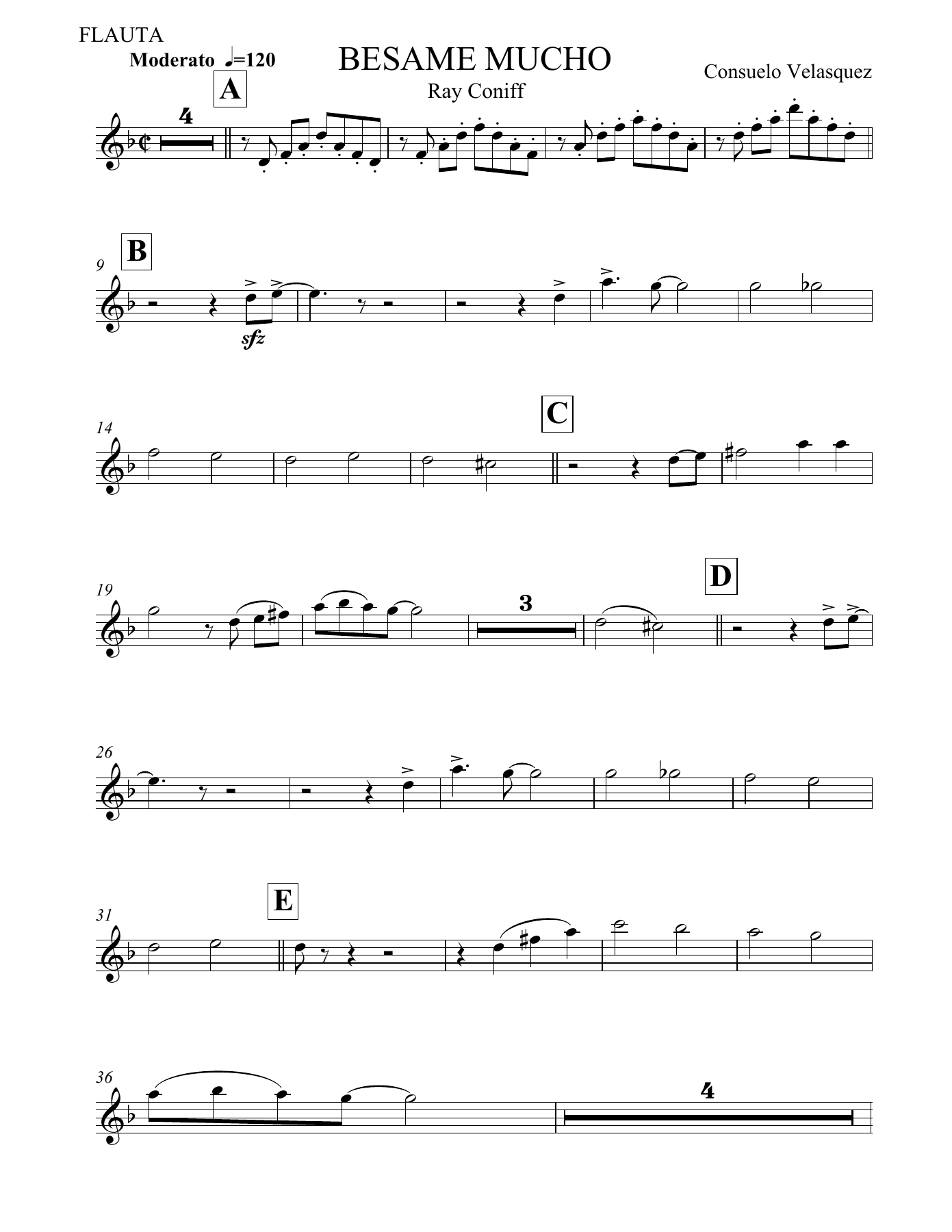 Besame Mucho FLAUTA — sheet music cover (first page)