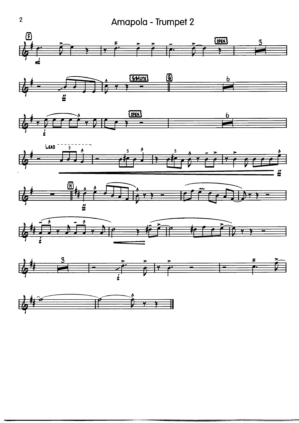Amapola 2 Trumpet002 — big_band_vocal sheet music arranged by Mr. X | Latin Jazz