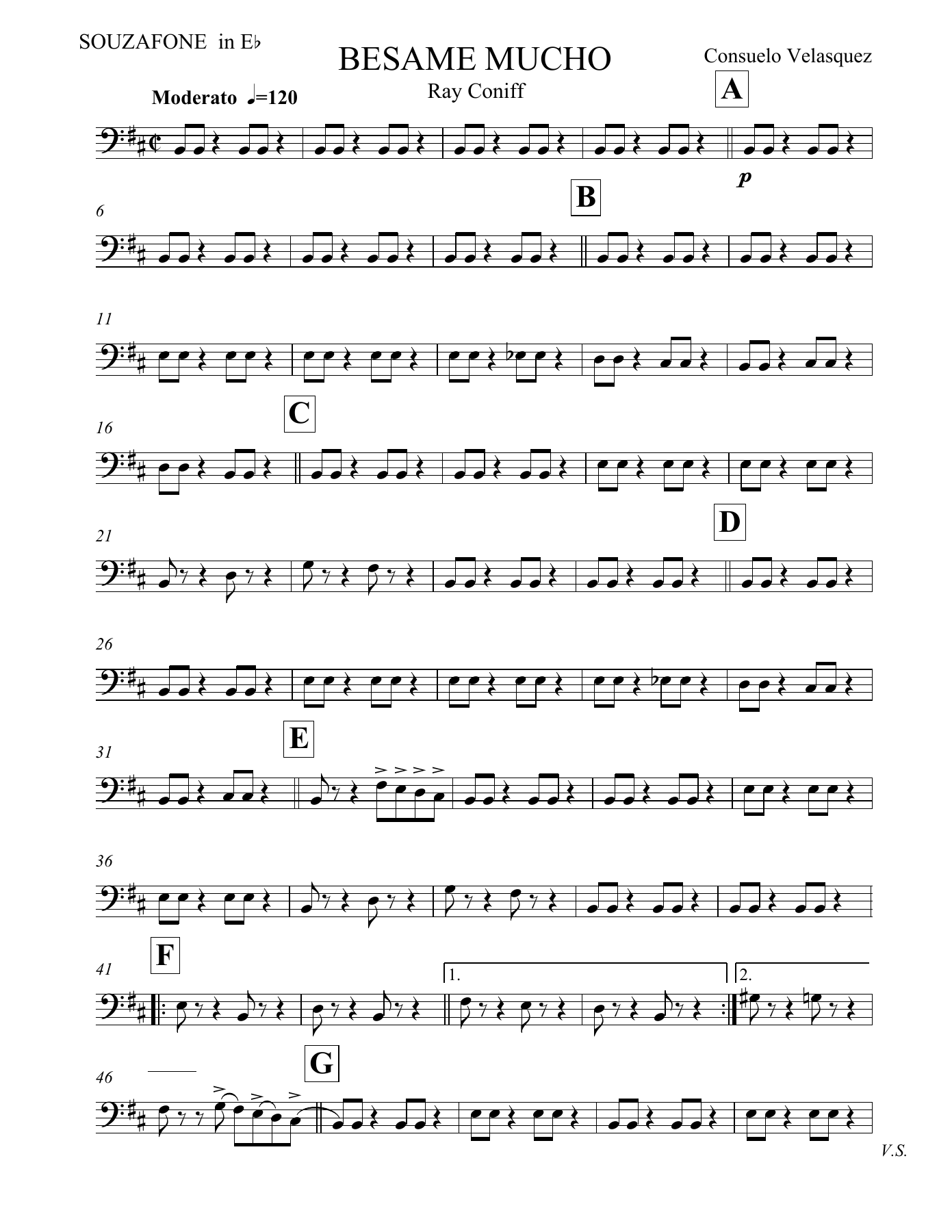 Besame Mucho SOUZAFONE in Eb — concert_band sheet music arranged by Ray Coniff | Bossa Nova