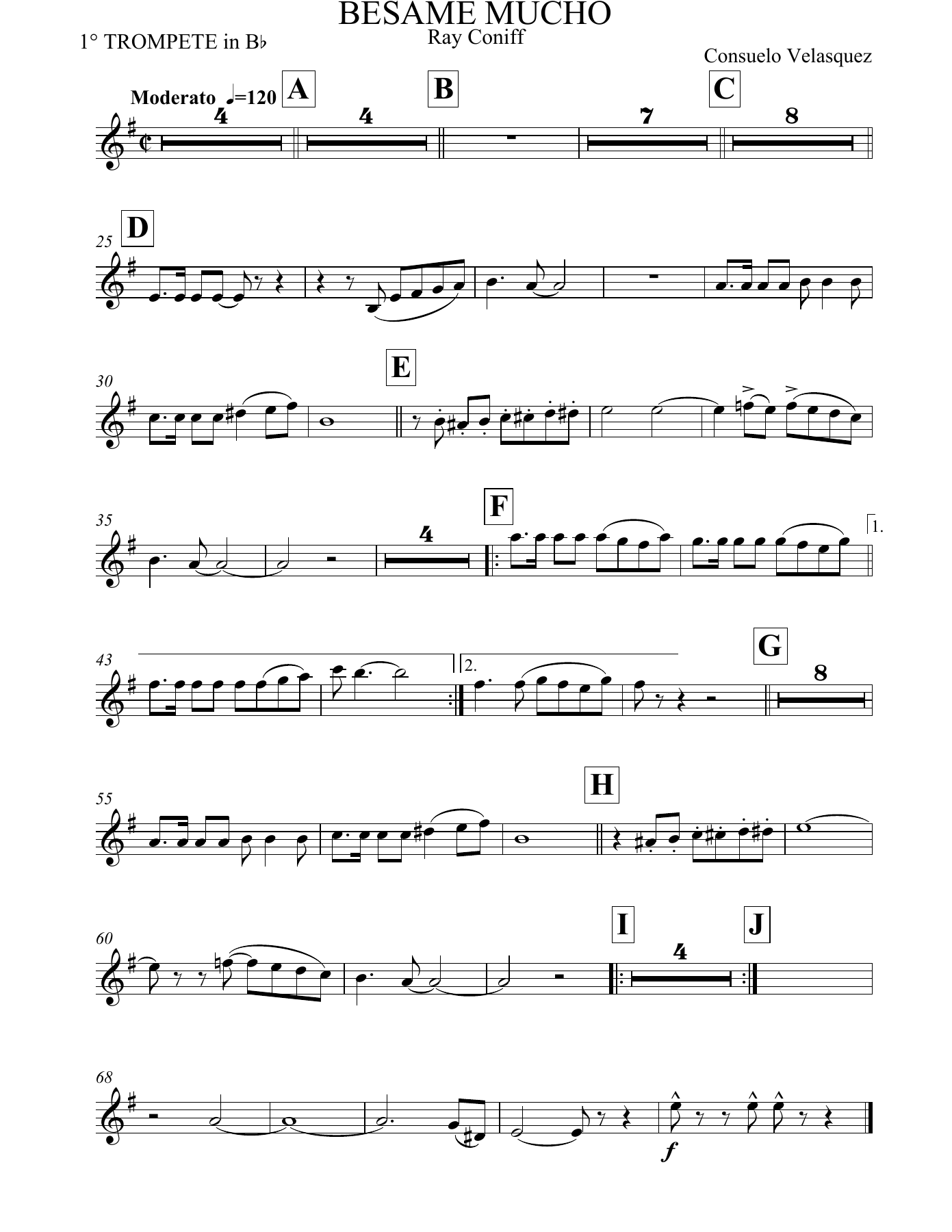 Besame Mucho TROMPETA — concert_band sheet music arranged by Ray Coniff | Latin Jazz