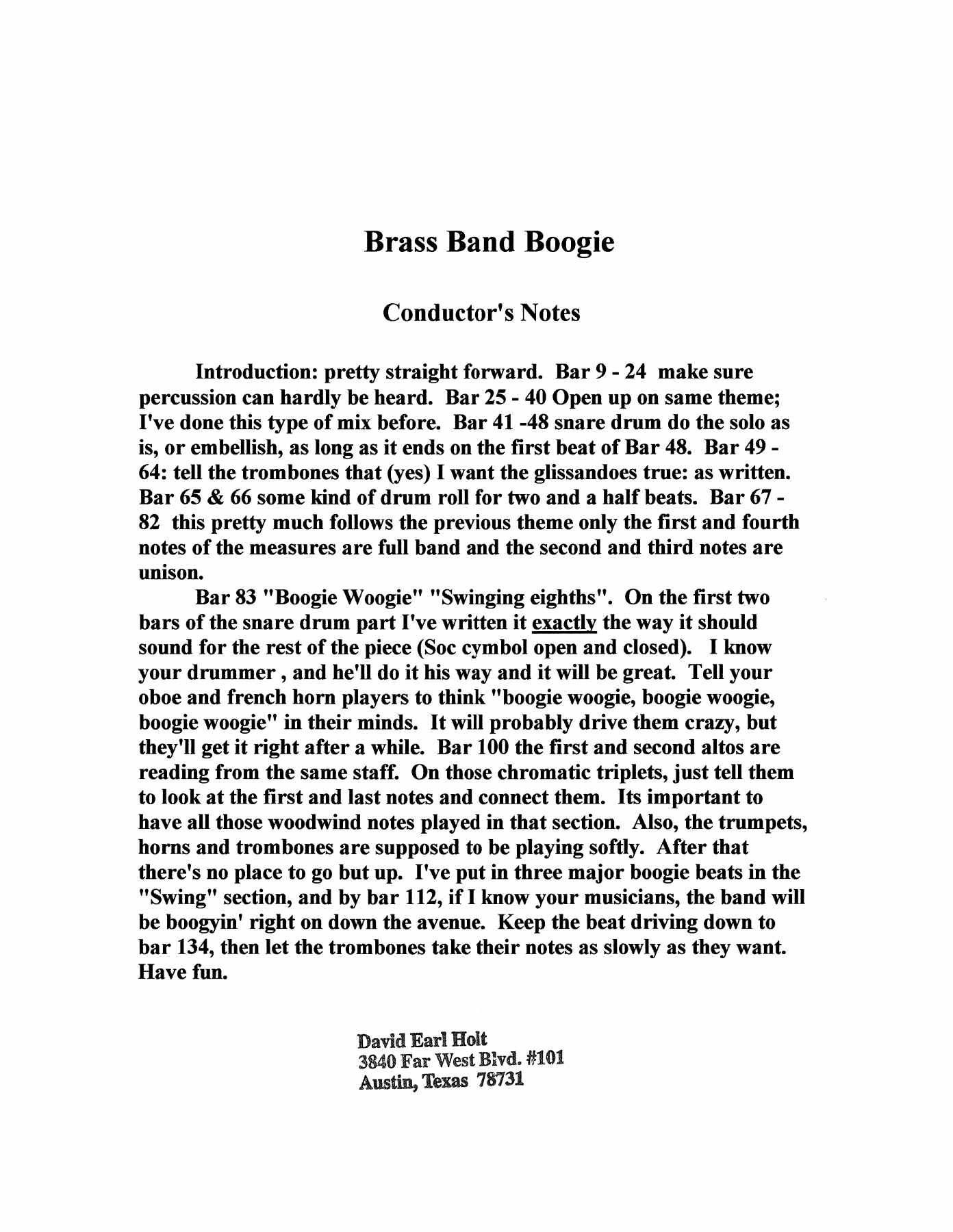 Brass Band Boogie — sheet music cover (first page)