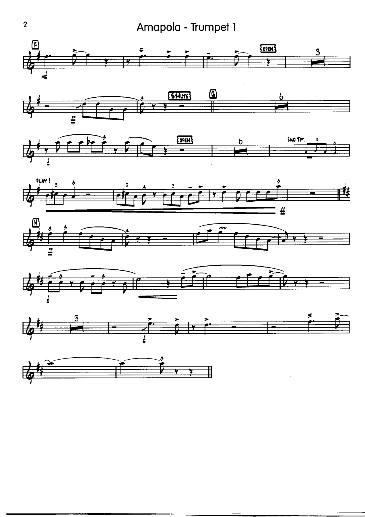 Amapola 1Trumpet002 — big_band_vocal sheet music arranged by Mr. X | Latin Jazz