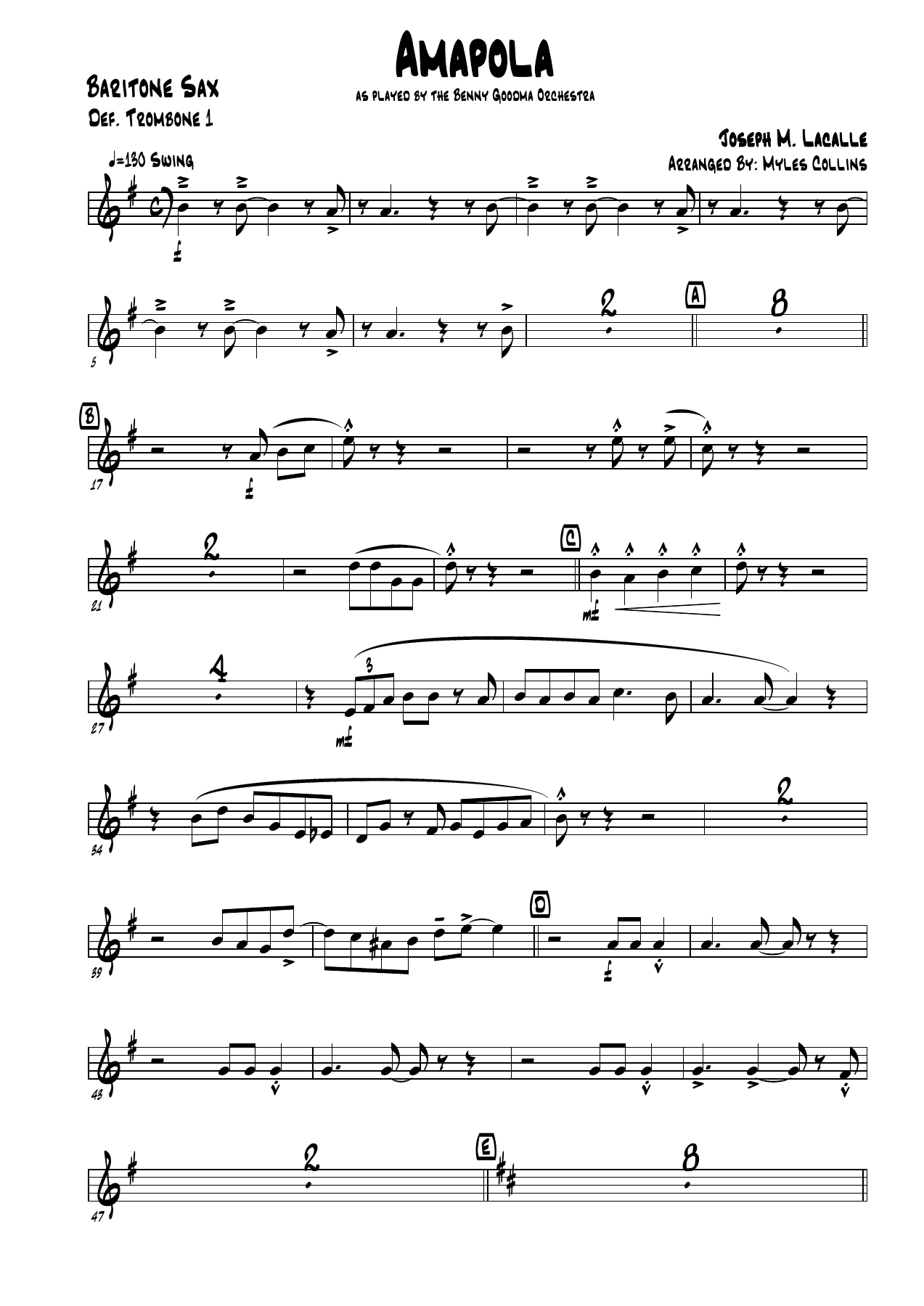 Baritone Def. Trb. — sheet music cover (first page)