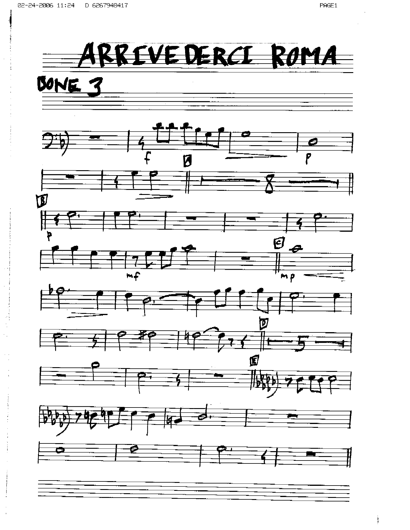 Arrivederci Roma — sheet music cover (first page)