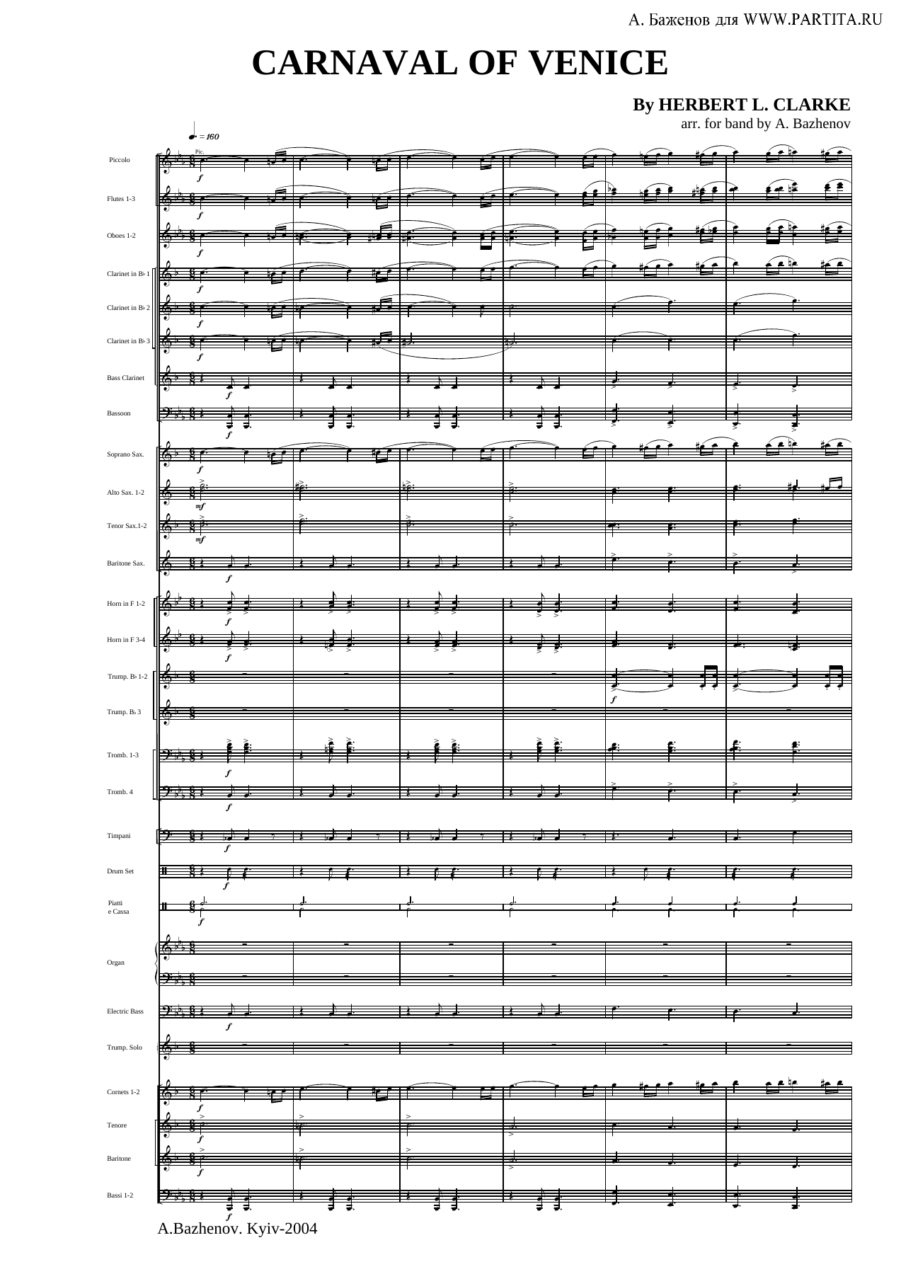 Carnaval of Venice — sheet music preview