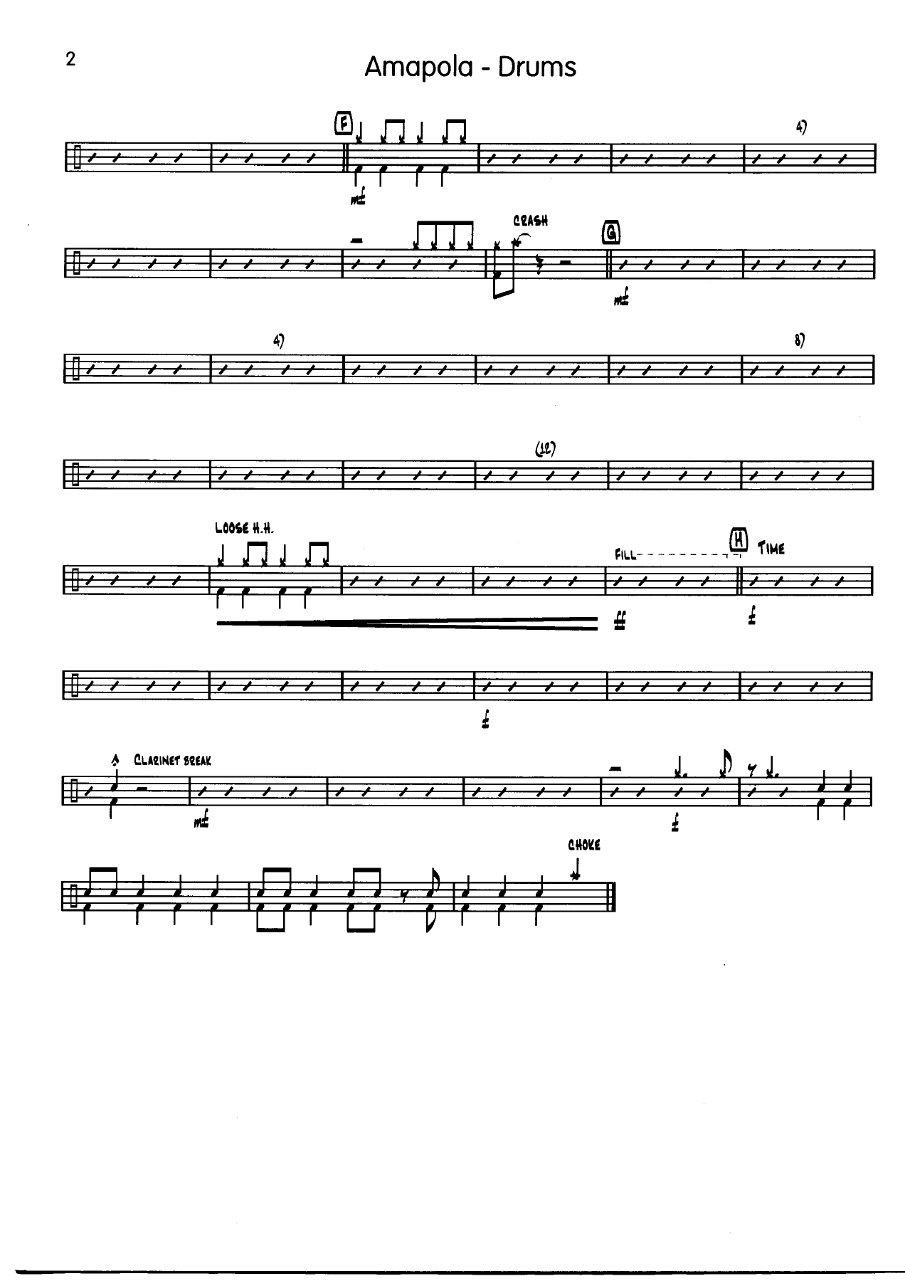 Amapola Drums002 — sheet music cover (first page)