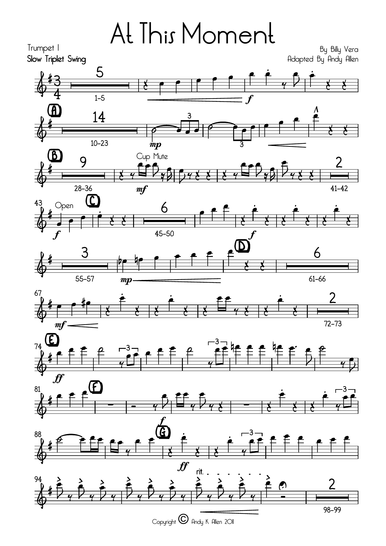 At This Moment Trumpet — sheet music cover (first page)
