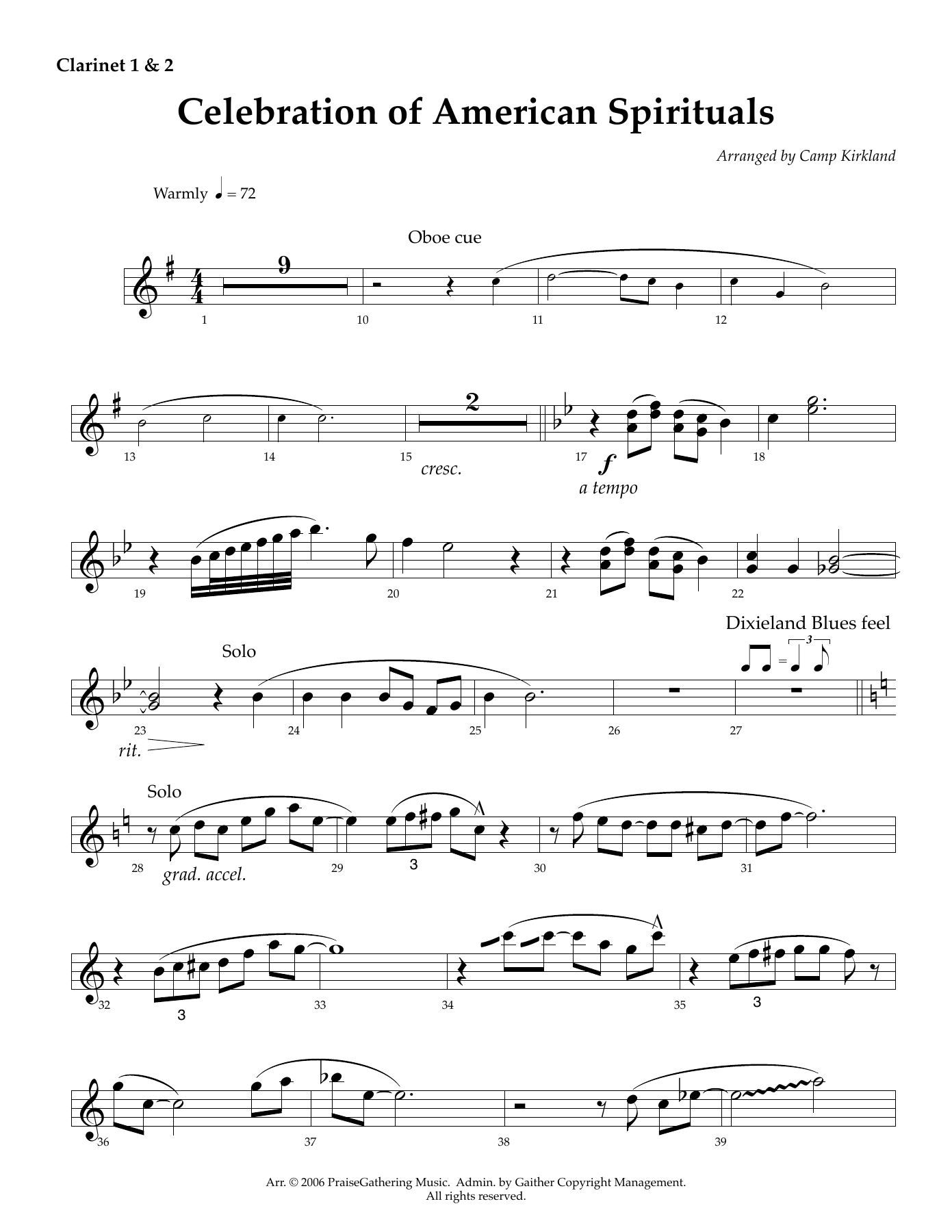 Clarinet — sheet music cover (first page)