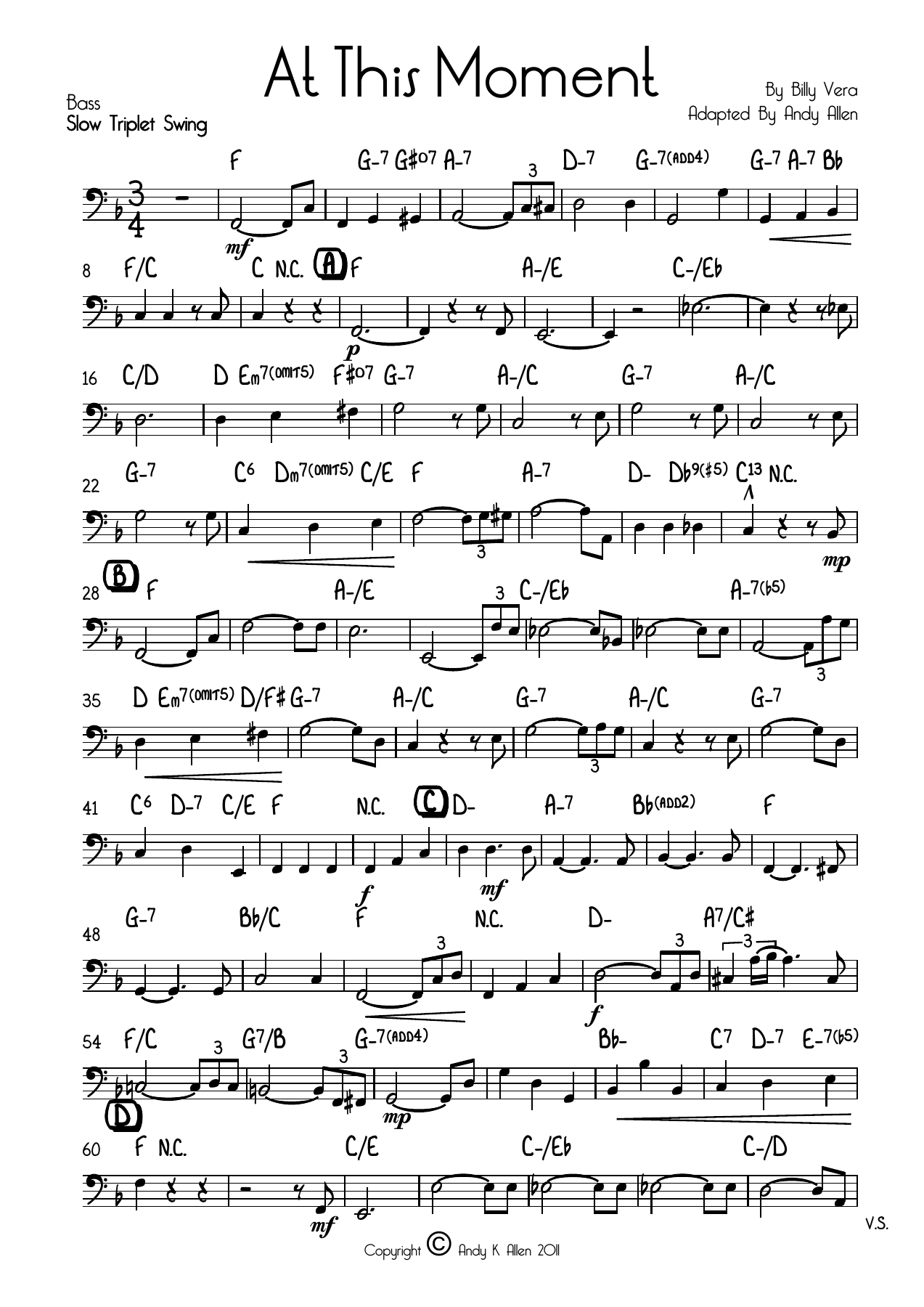 At This Moment Bass — sheet music cover (first page)