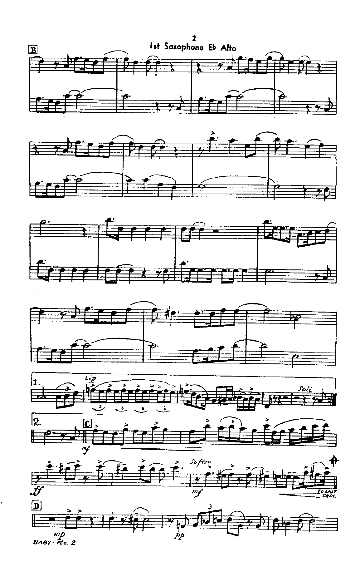 1st sax alto pg2 — sheet music cover (first page)