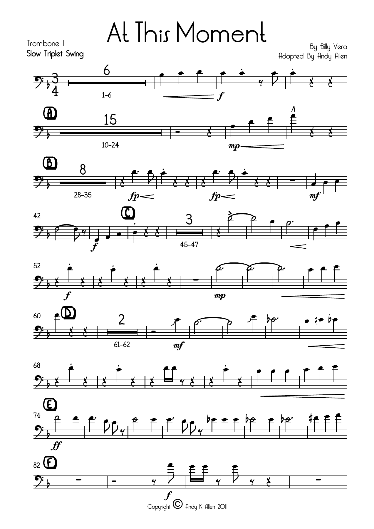 At This Moment Trombone — sheet music cover (first page)