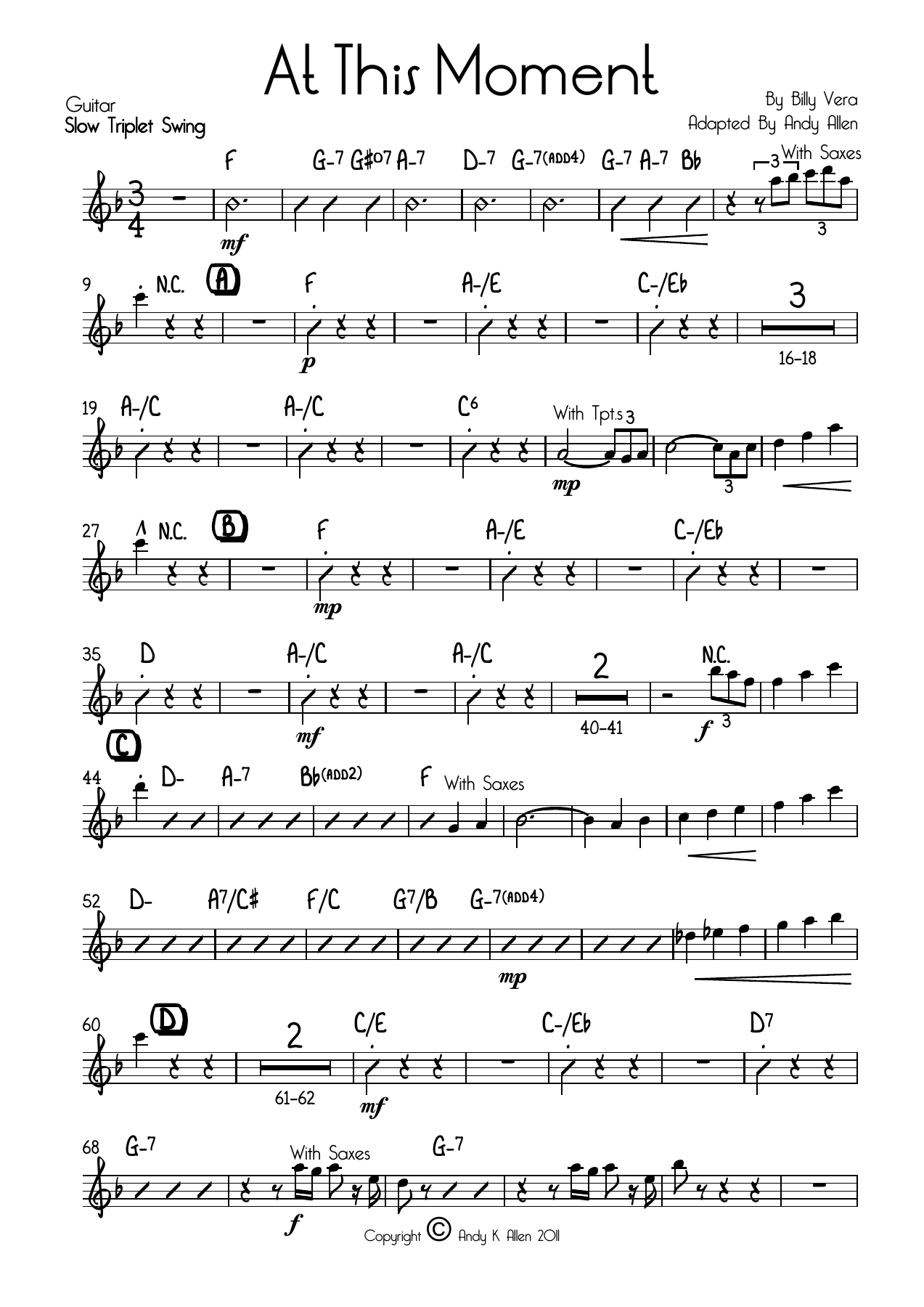 At This Moment Guitar — sheet music cover (first page)